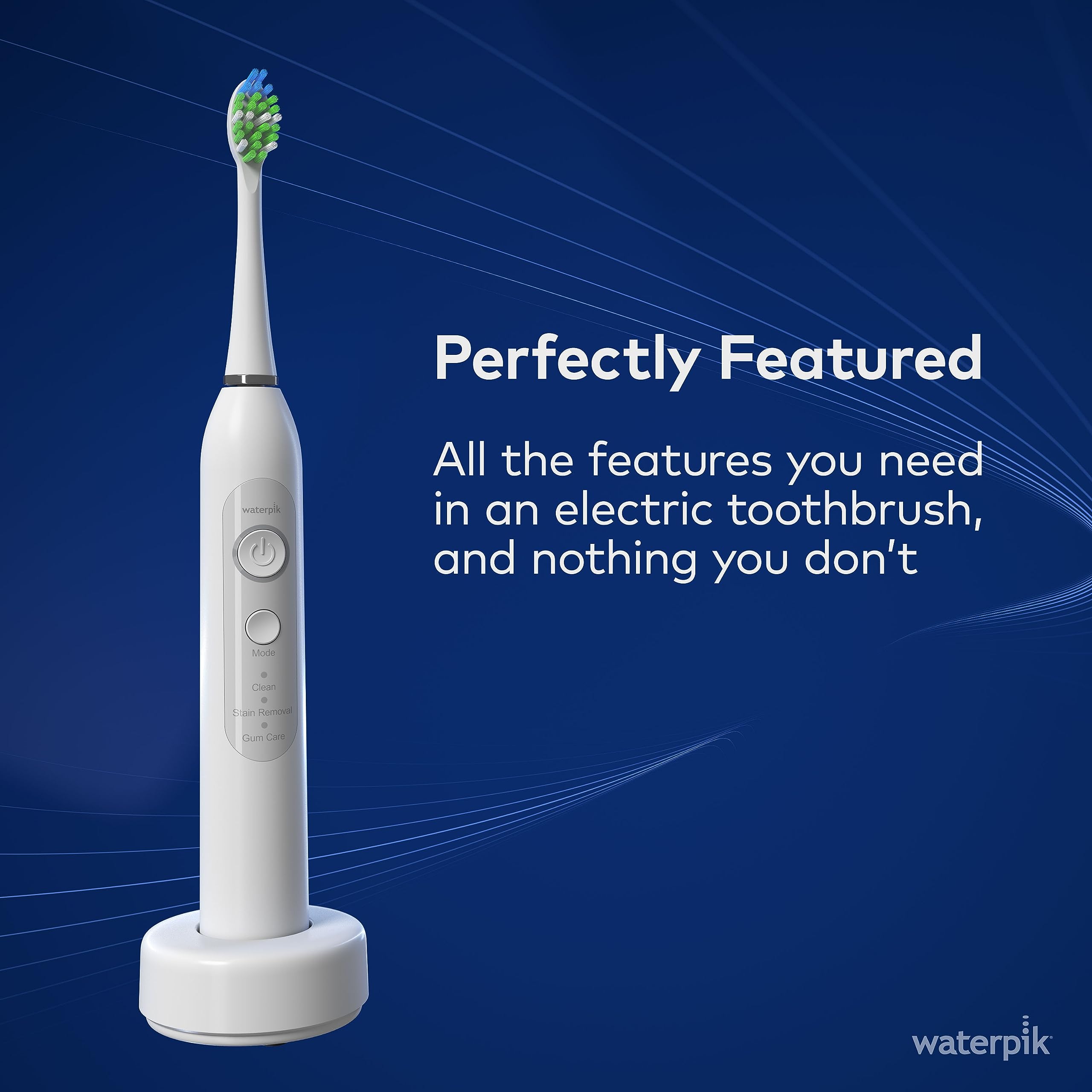 Waterpik Sensonic Sonic Electric Toothbrush for Adults - Rechargeable with 3 Brushing Modes, Travel Case & USB Charger (White STW-03W020) | Perfect for Home, Travel & Daily Oral Care | Packaging May Vary