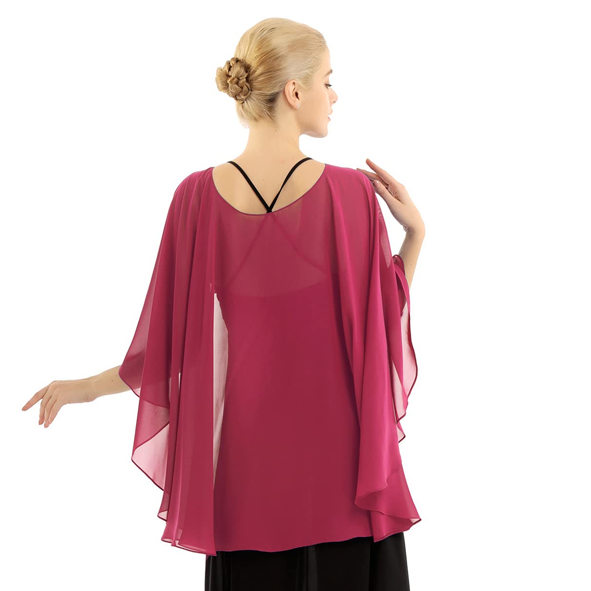 Elegant Chiffon High-Low Shawl Wrap for Women - Perfect for Weddings, Evening Dresses & Special Occasions | Lightweight Cape Shrug for Parties, Prom & Formal Events