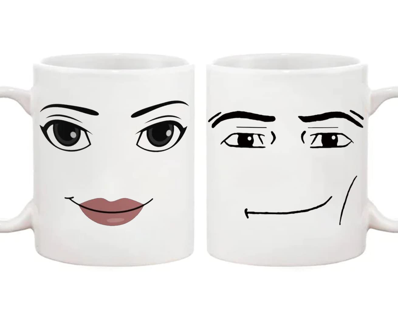 Funny Gamer Mug Set - MAN FACE & WOMAN Face Coffee Mugs (Pack of 2, 11 Oz) - Novelty Birthday Gift for Gamers, Couples - Perfect for Gaming Sessions, Office Use & Coffee Lovers