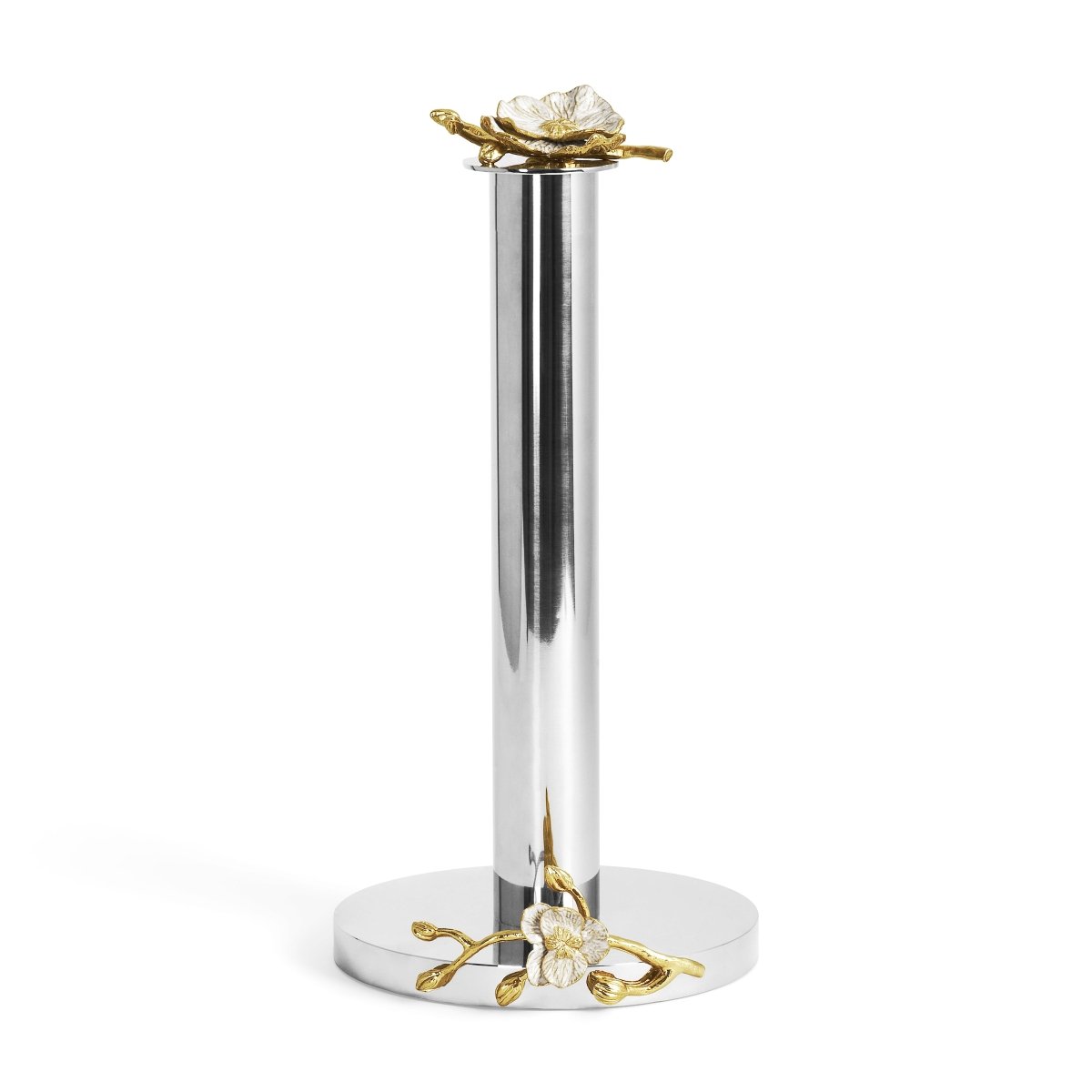 Stainless Steel Orchid Paper Towel Holder - Elegant Kitchen Countertop Organizer for Bathroom & Office - Perfect for Home Decor and Gift Giving