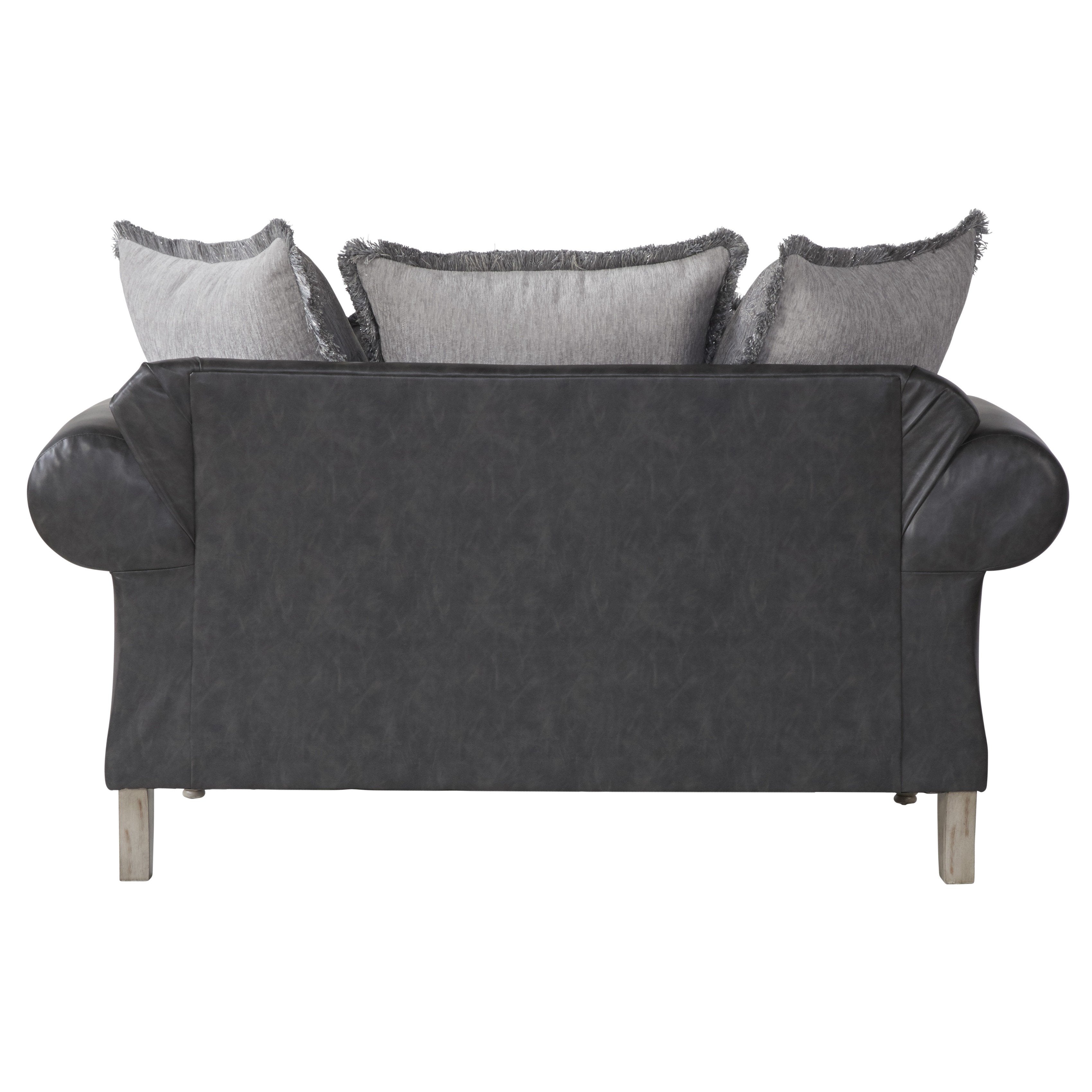 San Marino 2-Tone Fabric and Wooden Frame Loveseat Sofa - Gray Modern Small Couch for Living Room, Bedroom, or Office Space