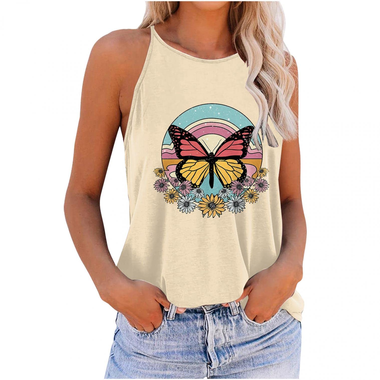 Women's Summer Tank Tops - Sleeveless Halter Racerback Basic Tee Shirts & Cami Beach Blouses | Casual Wear, Yoga, Beach Vacation & Summer Outfits