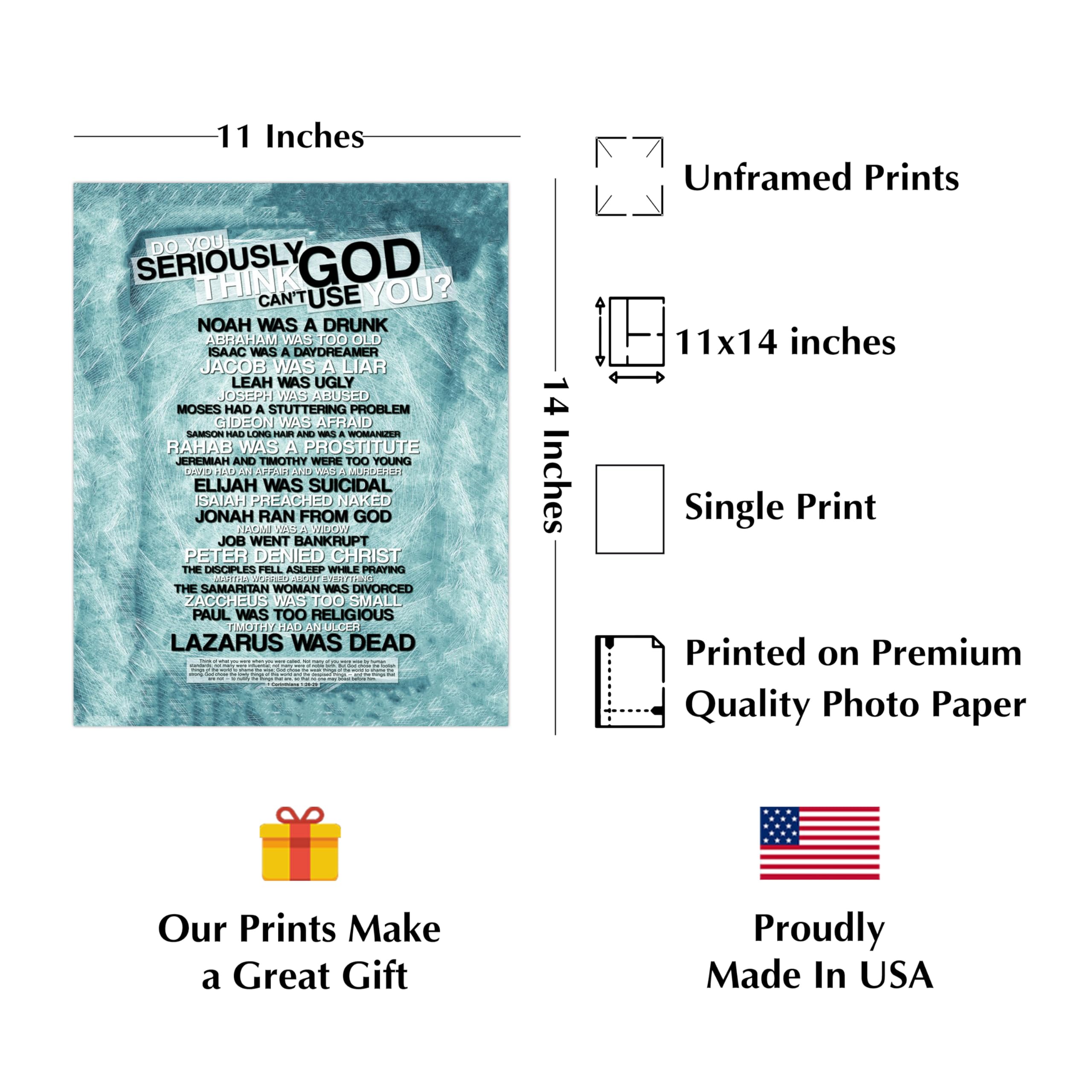 Inspiring Christian Wall Art - Motivational Bible Verse Print for Home, Office & Church Decor | Abstract Religious Artwork | Unframed 11x14 | Perfect for Living Room, Bedroom or Prayer Space