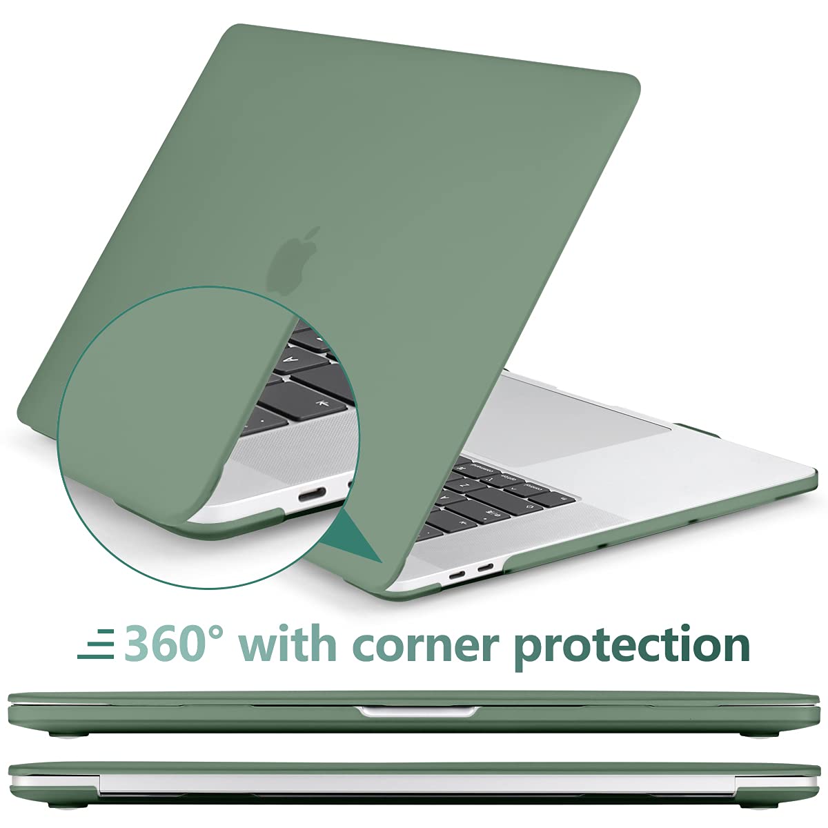 DONGKE Matte Plastic Hard Shell Case & Keyboard Cover Compatible with MacBook Pro 16 inch (2020/2019 A2141) - Fits Retina Display & Touch Bar with Touch ID, Midnight Green - Perfect for Work, Travel & Home Office Protection