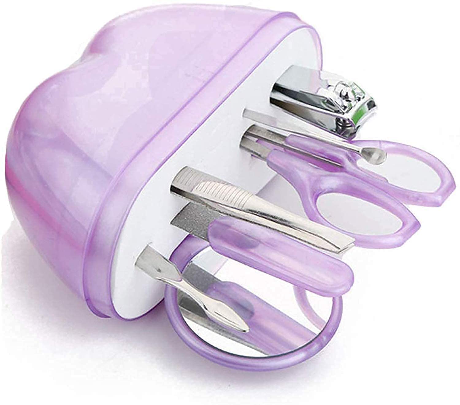 ATETO 8-in-1 Stainless Steel Manicure & Pedicure Set - Compact Apple Shaped Nail Clippers, Cleaner & Care Tools with Travel Case (1 Pack) - Perfect for Home Salon, Travel & Gift Giving