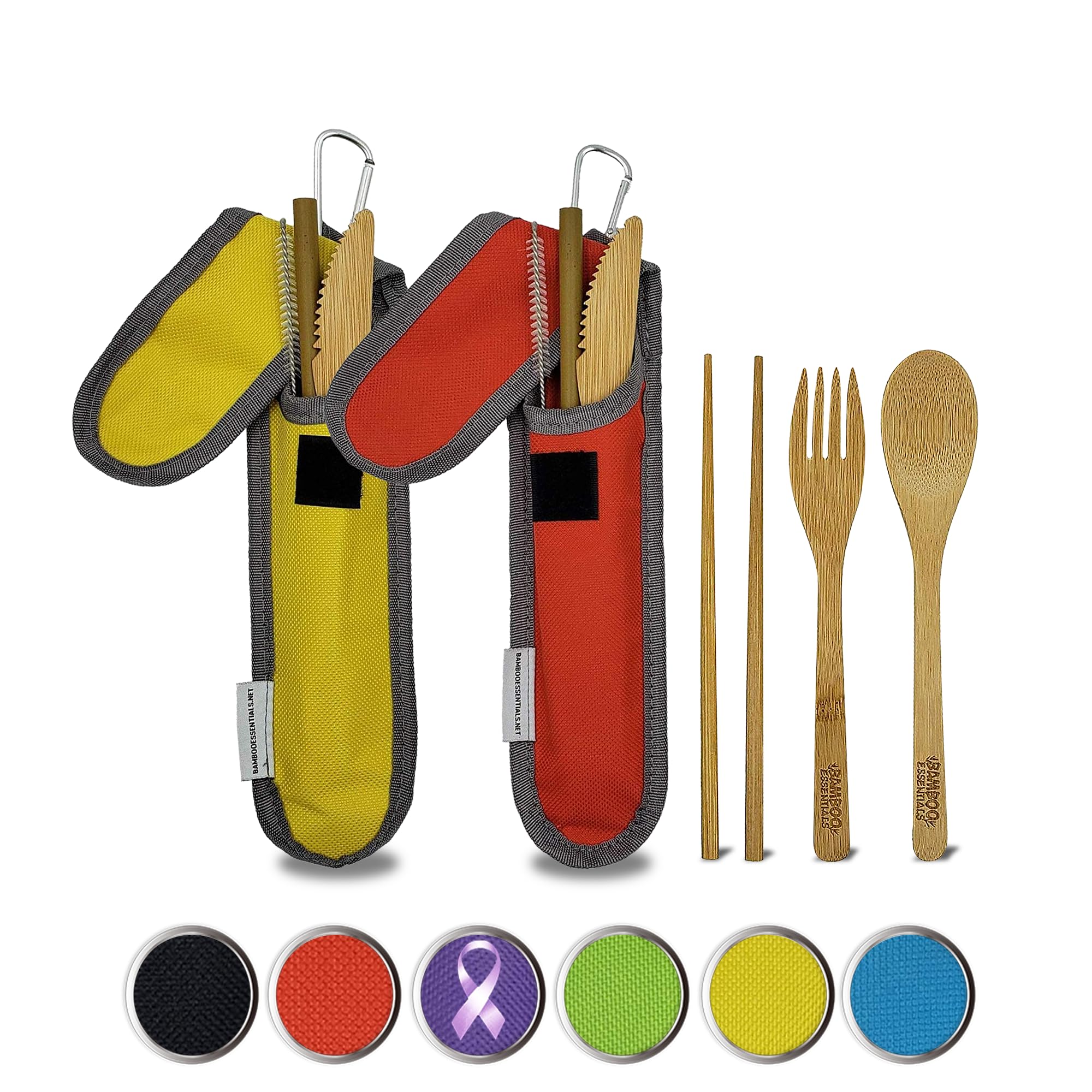 Travel Utensil Set with Case - Fork, Knife, Spoon for Camping & Picnics