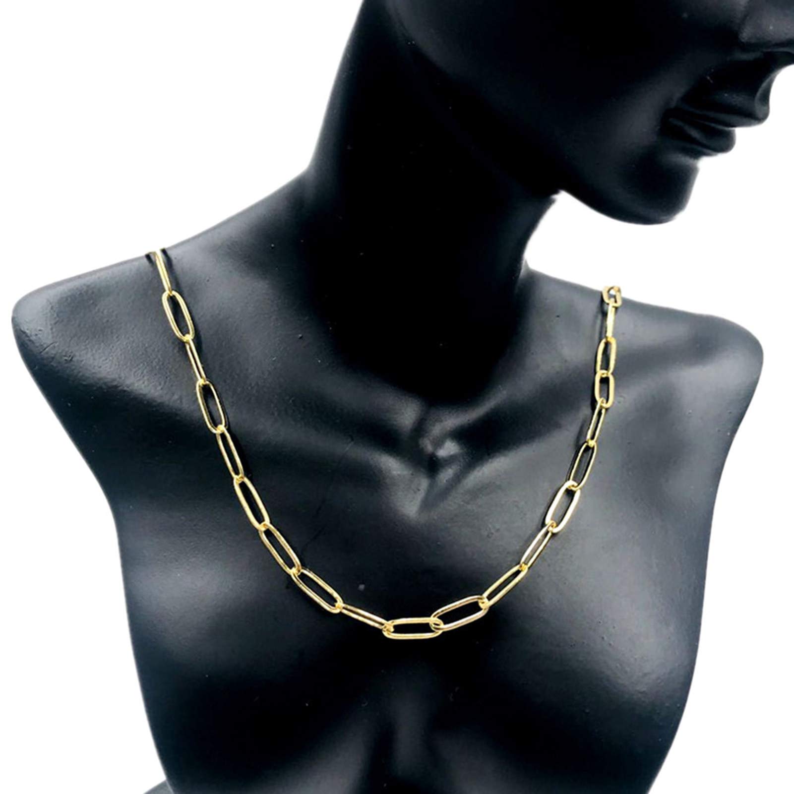 Fashion Women's Copper Plated Solid Color Paperclip Necklace Choker Jewelry Gift - Elegant Costume Jewelry for Everyday Wear & Special Occasions