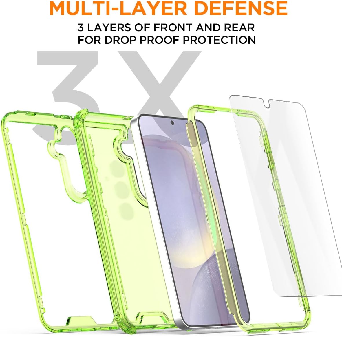 Samsung Galaxy S24/S25 Plus 3-Layer Crystal Clear Protective Case - Slim Fit, Shockproof & Scratch Resistant Cover for Everyday Use, Work & Travel