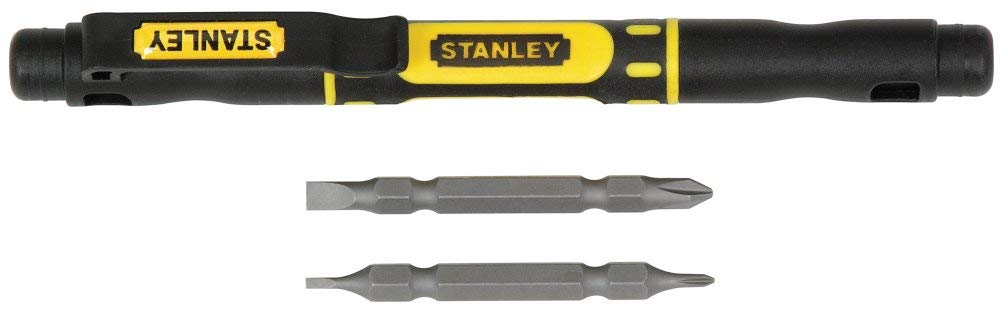4-in-1 Stanley 66-344 Multi-Bit Pocket Screwdriver Set (4 Pack) - Compact Tool for Home Repairs, DIY Projects & Emergency Fixes