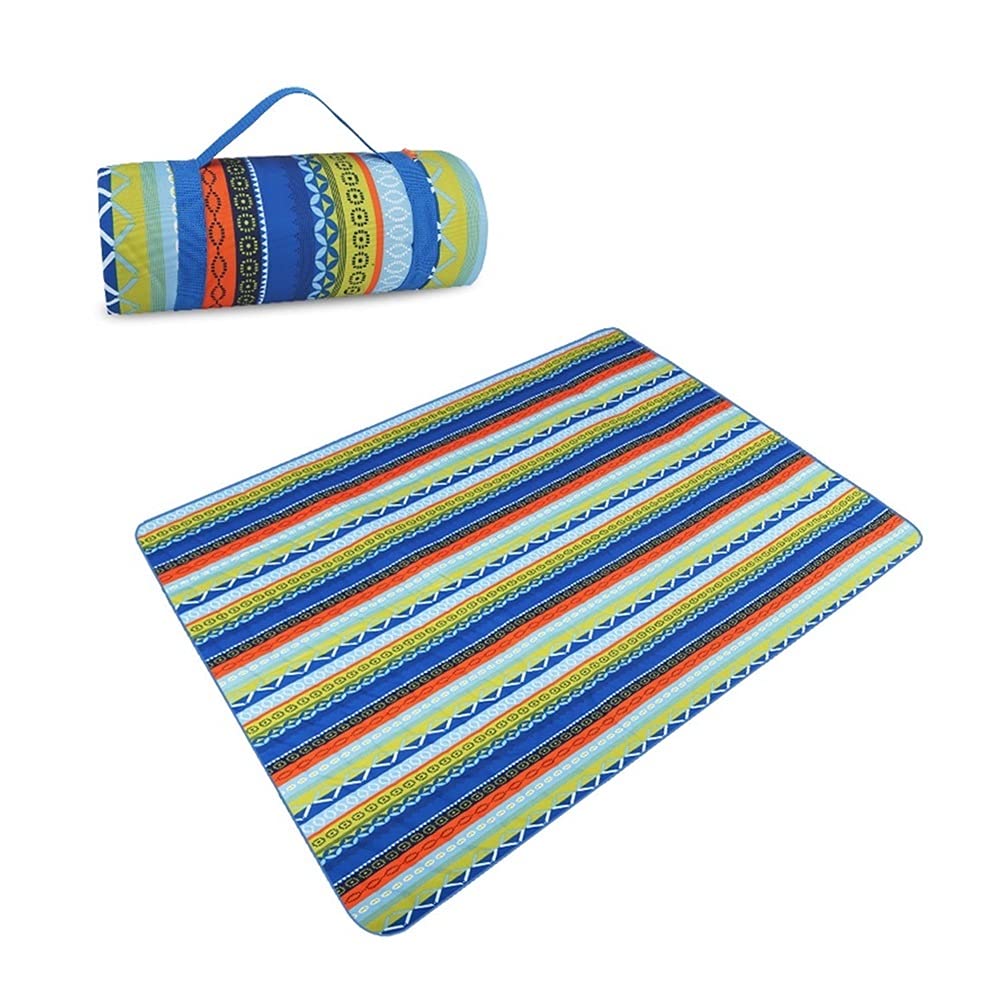 56.3 x 78.8 Inch Waterproof Outdoor Beach Blanket - Sandproof Picnic Mat for Camping, Park, Beach, Travel | Portable & Durable for Picnics, Backyard, Concert, Festival (Color: Blue)