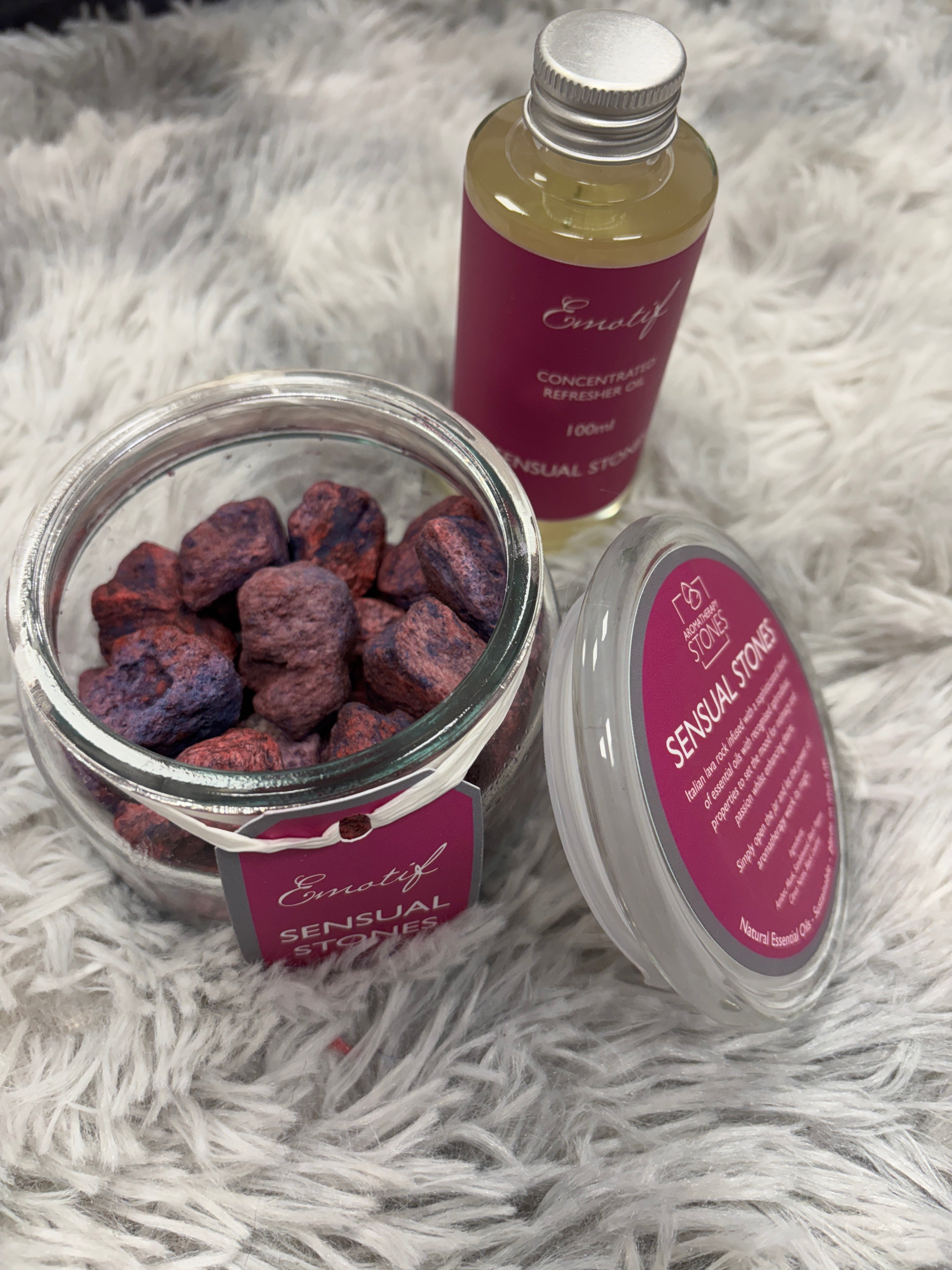 Luxury Sensual Stone & Massage Oil Gift Set for Couples - Aromatherapy Relaxation & Romantic Spa Night at Home