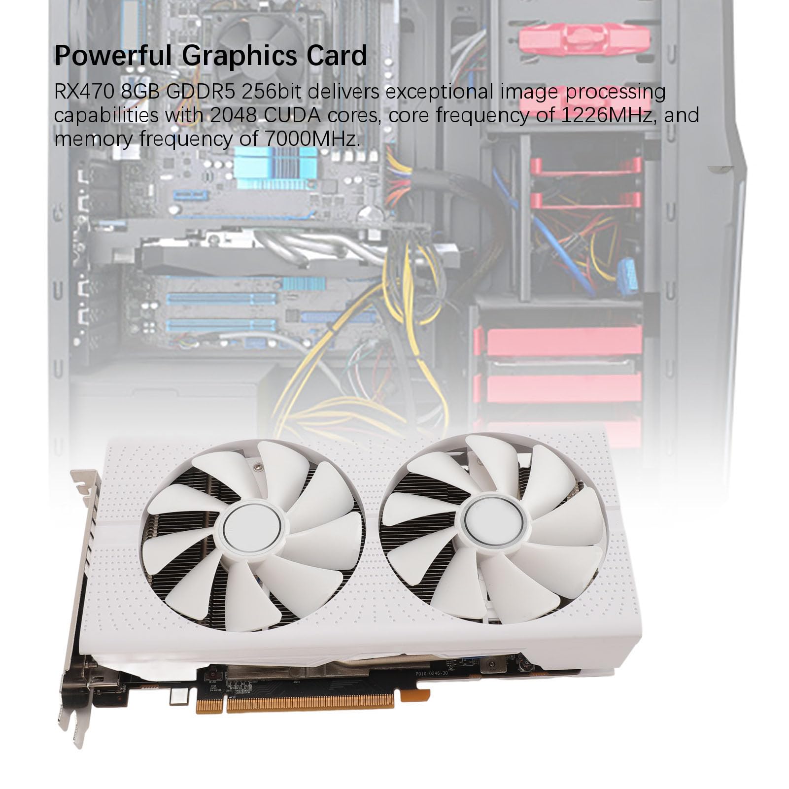 RX470 8GB GDDR5 256-bit Gaming Graphics Card with 2048 CUDA Cores | PCIe 3.0 x16 | Dual Fan & Copper Pipe Cooling | High Performance Video Card for PC Gaming, VR, 4K Video Editing & Crypto Mining