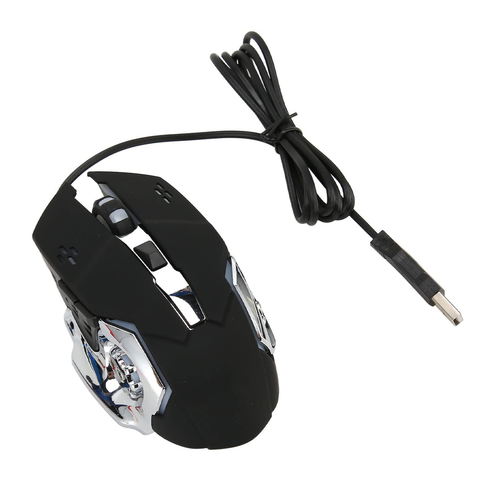 KIMISS RGB Wired Gaming Mouse - 6 Buttons, 4 Adjustable DPI (1200/1600/2400/3600), Ergonomic USB Optical Computer Mouse with White Audible Click - Perfect for PC Gaming, Office Work & Home Use (Black Version)