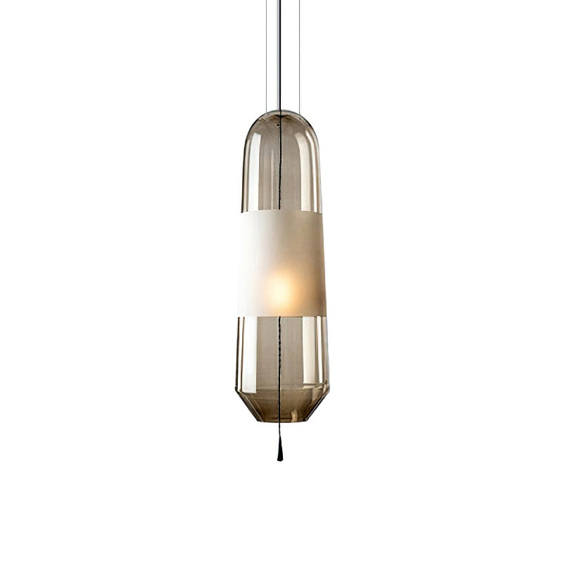 Modern Glass Pendant Light with Capsule Design - Elegant Hanging Fixture for Kitchen Island, Dining Room, or Bedroom Lighting
