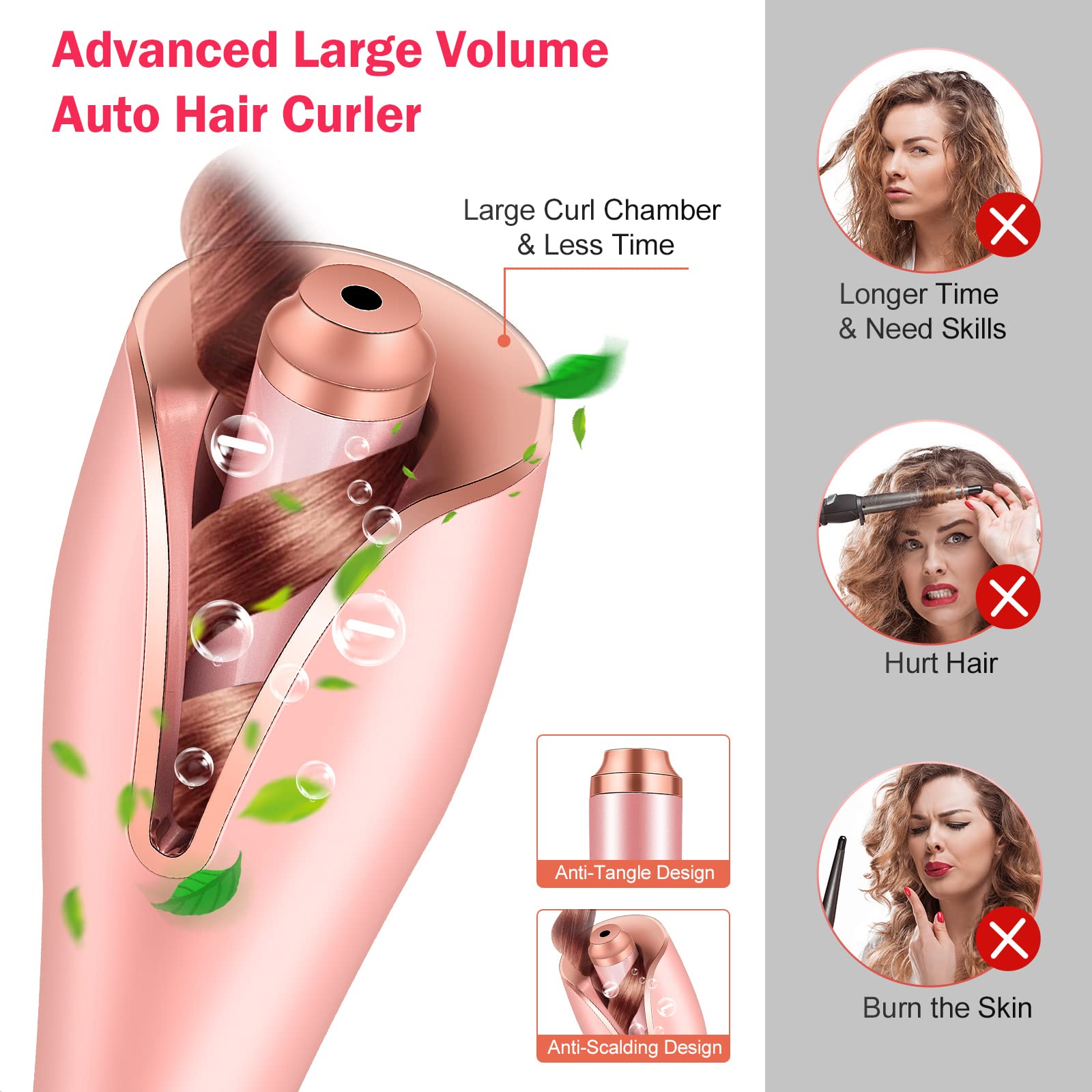 Automatic Curling Iron with Adjustable 4 Temperature Levels, 1