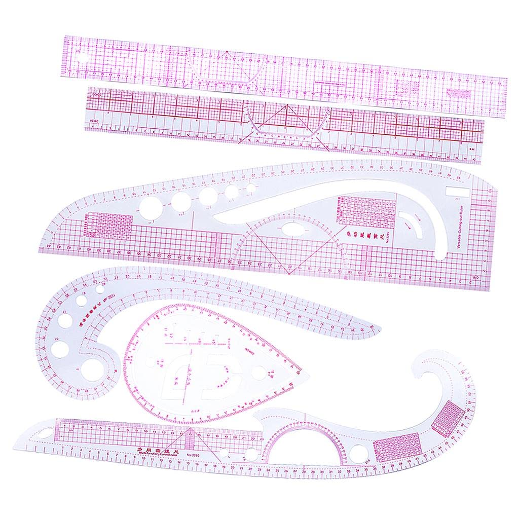 SM SunniMix 6-Piece Multi-Functional Curve Ruler Set for Garment Sewing, Dressmaking & Tailoring - Perfect for DIY Fashion Design, Pattern Making & Craft Projects