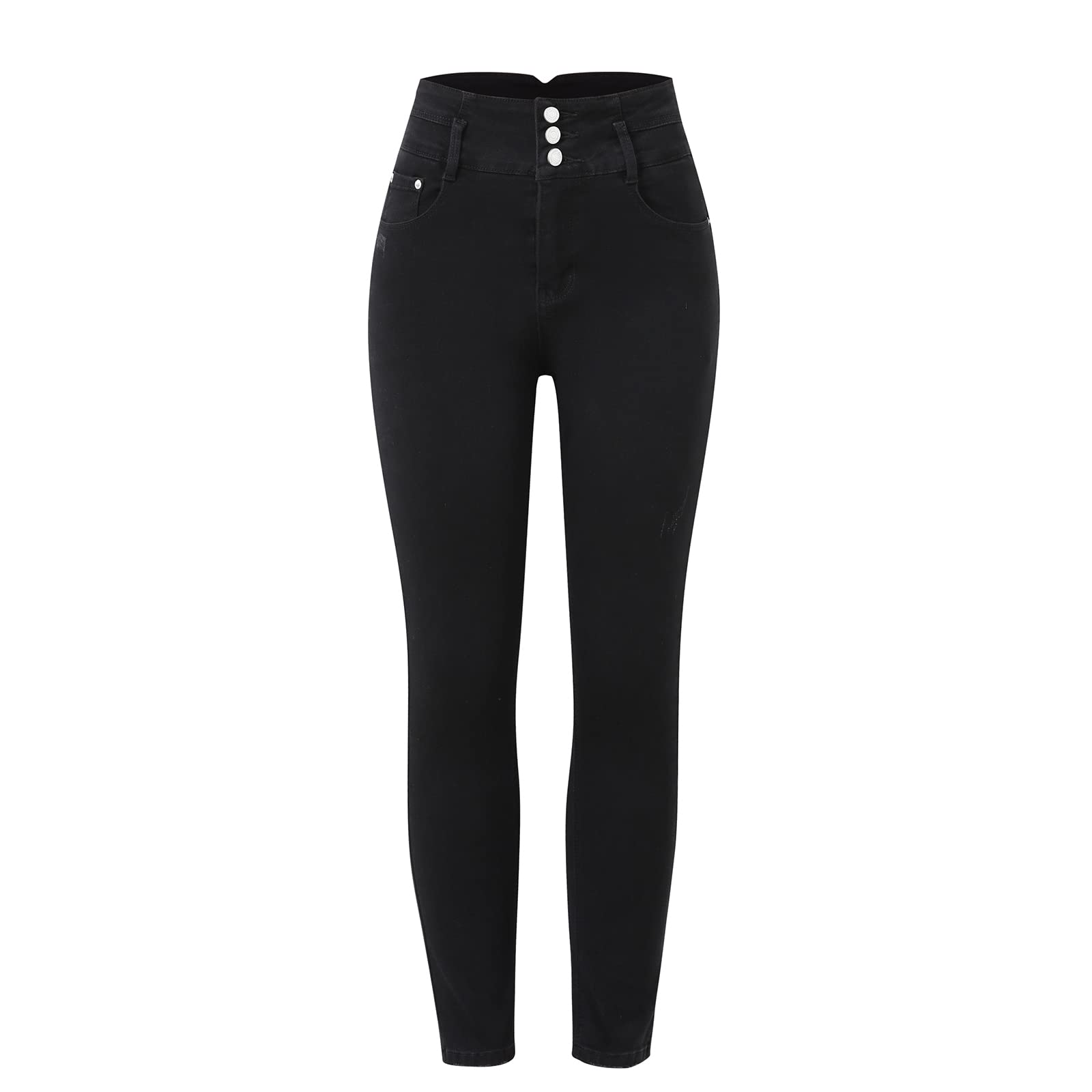 Women's High Rise Stretch Skinny Jeans - Comfort Fit Black Denim Pants for Casual Wear & Everyday Outfits
