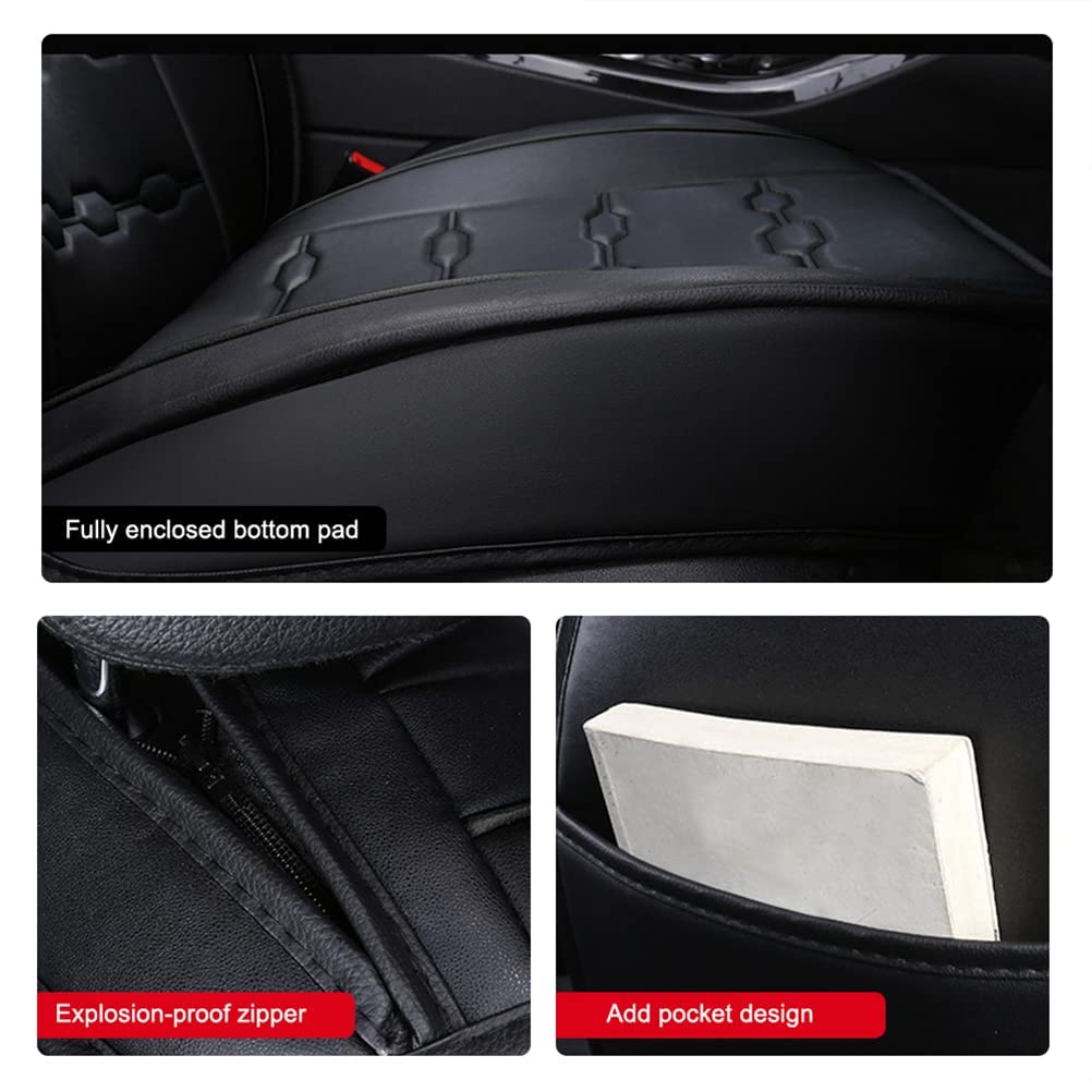 Premium PU Leather Front Seat Covers with Headrest & Backrest Cushions for Ford Crown Victoria - Breathable, Comfortable Black Car Seat Protectors for Daily Commute & Road Trips