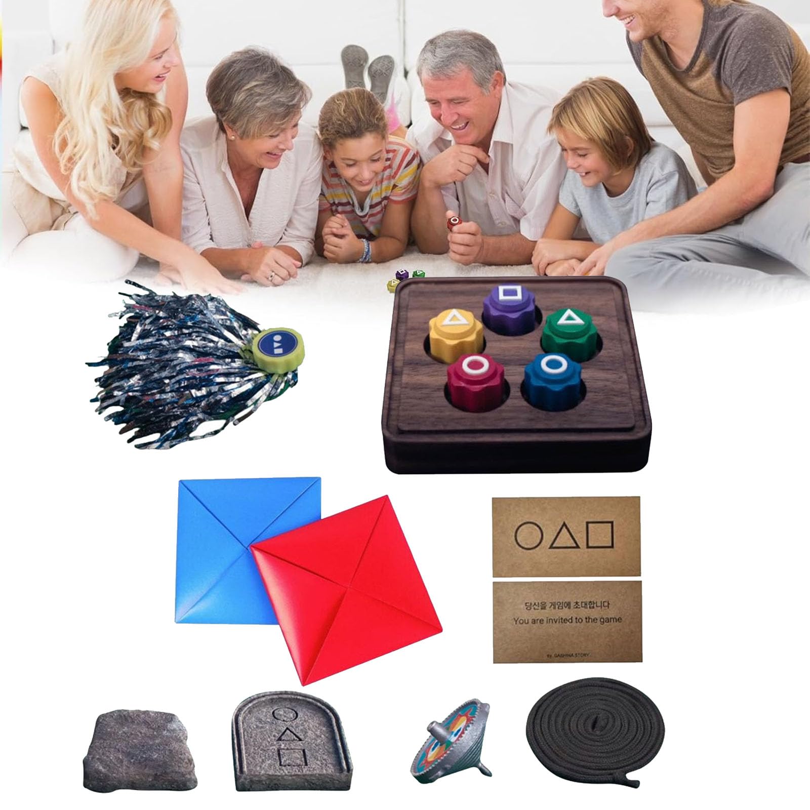 Korean Traditional Folk Game Set - Jebi Chagi, Gong-Gi, Biseokchigi, Ddakji & Gongii - Authentic Korean Cultural Games for Family, Kids & Travel | Perfect for Cultural Learning, Parties & Indoor/Outdoor Activities