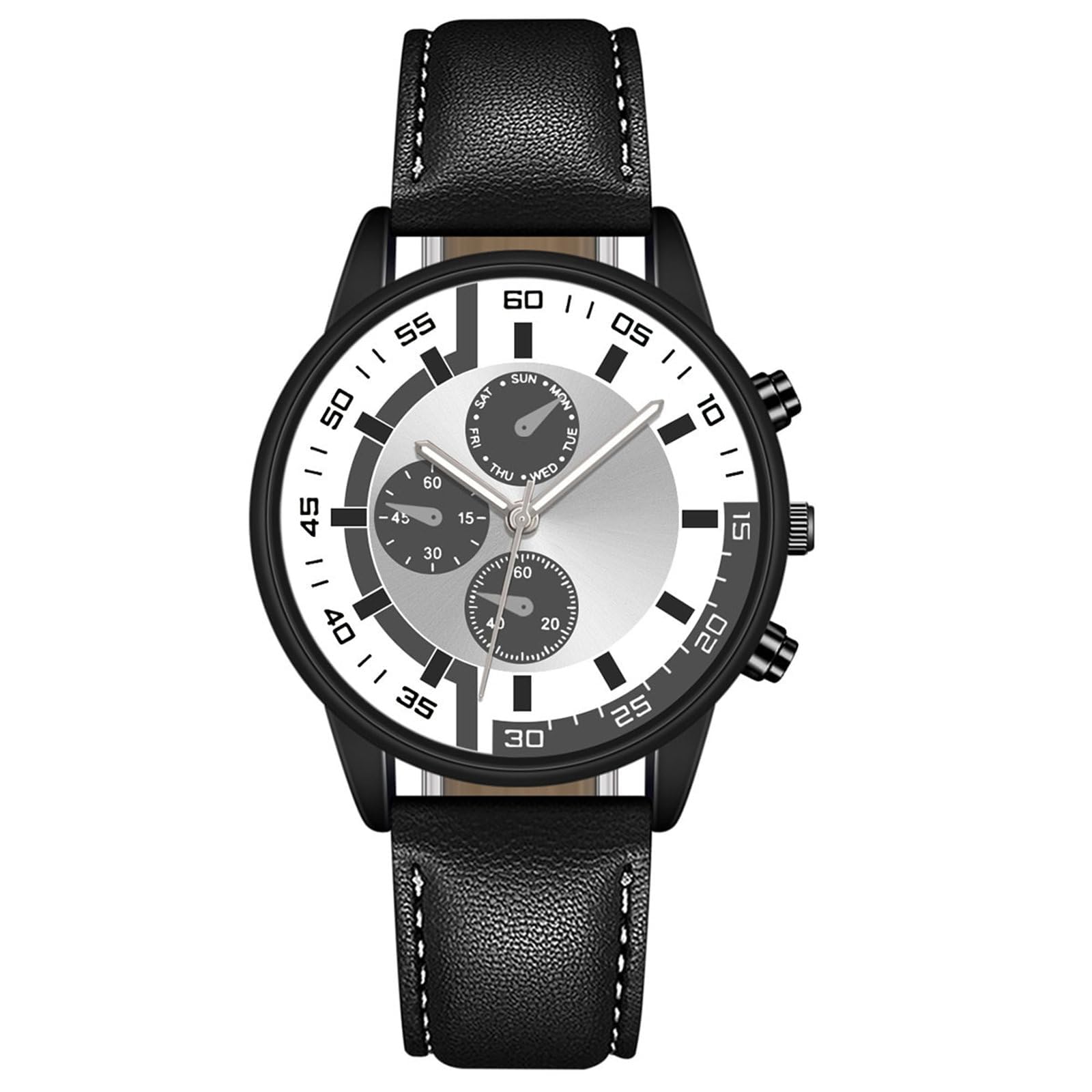 GIRGBE Men's Chronograph Wrist Watch - Waterproof Date Display Quartz Watch with Genuine Leather Band - Fashion Round Dial Watch for Business & Casual Wear - Perfect Gift for Valentine's Day, Birthday & Anniversary