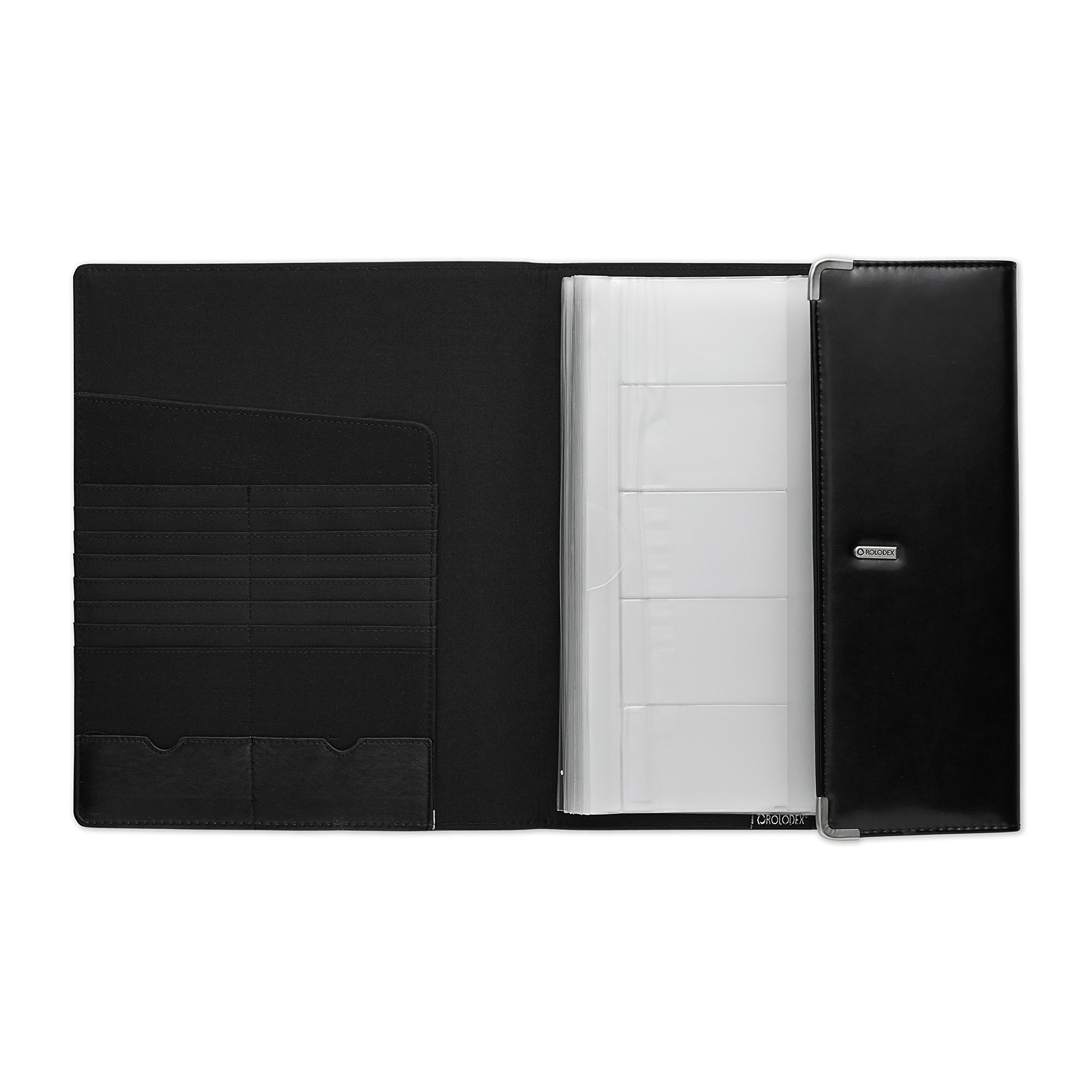Rolodex Active View Business Card Organizer - 240-Card Capacity, Black & Silver Faux Leather (Model 26507) | Perfect for Networking Events, Office Organization & Professional Contacts Management