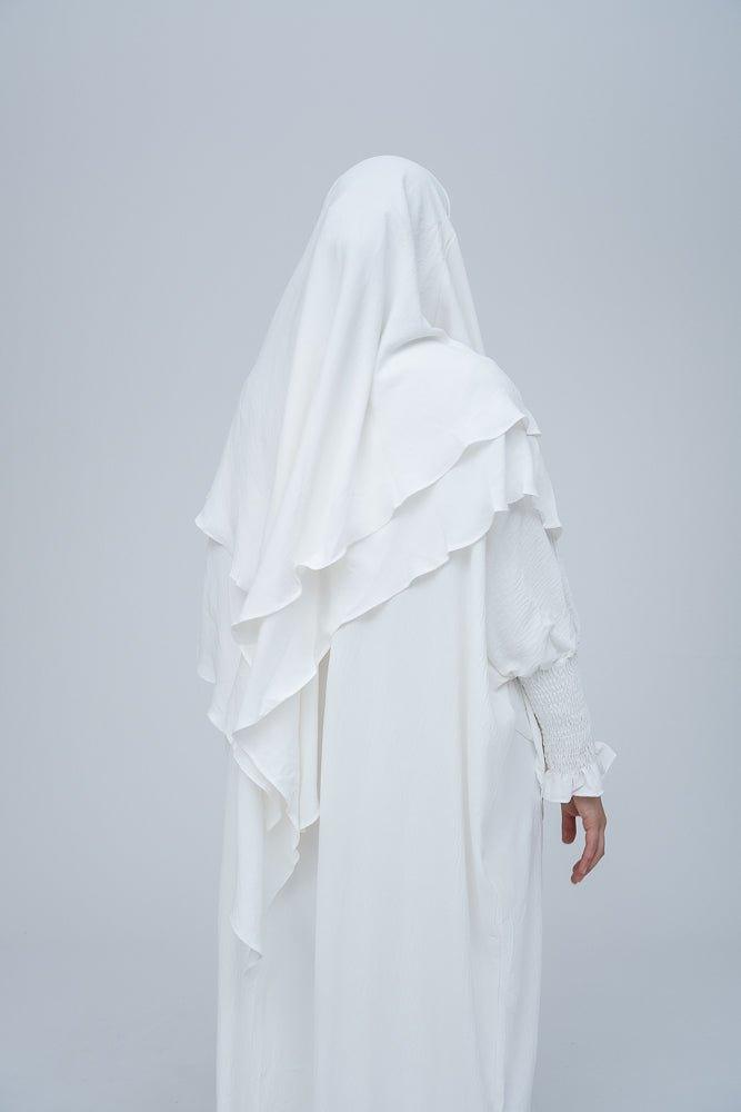 Premium White Prayer Gown for Umrah & Salah - Modest Islamic Worship Dress for Women (Hajj, Mosque, Home Prayer)