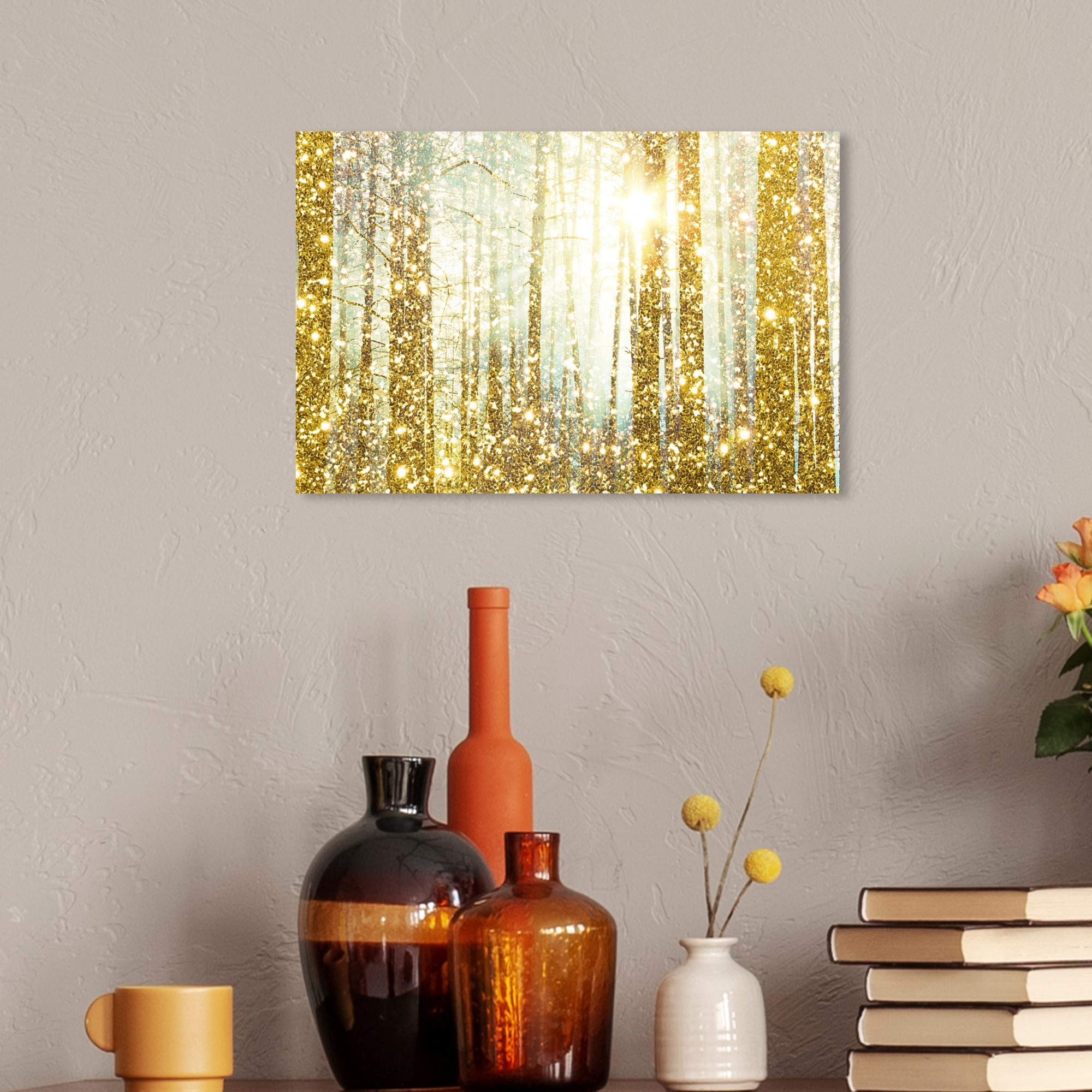 Oliver Gal Artist Co. Magical Forest Nature Landscape Wall Art Canvas Print - 15x10 Inch Gold Framed Home Decor for Living Room, Bedroom & Office