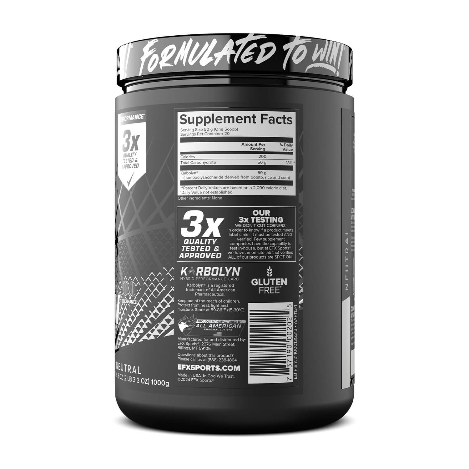 EFX Sports Karbolyn Fuel - Premium Carb Supplement for Workout & Endurance - Pre & Post Workout Energy Booster for Athletes & Fitness Enthusiasts