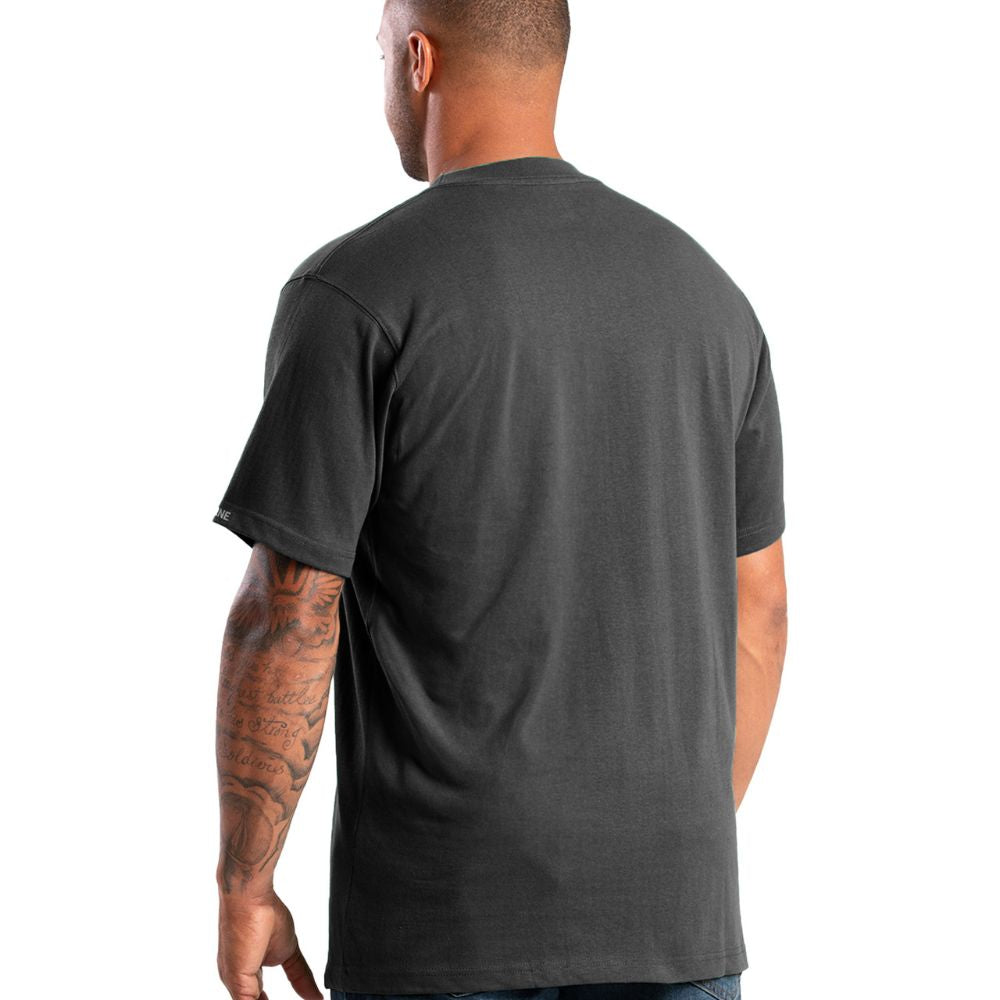 Berne Men's Heavyweight Short Sleeve Work Shirt with Pocket - Durable Cotton Workwear for Construction & Outdoor Jobs (Black, BSM71) - Perfect for Construction, Landscaping & Tough Outdoor Work