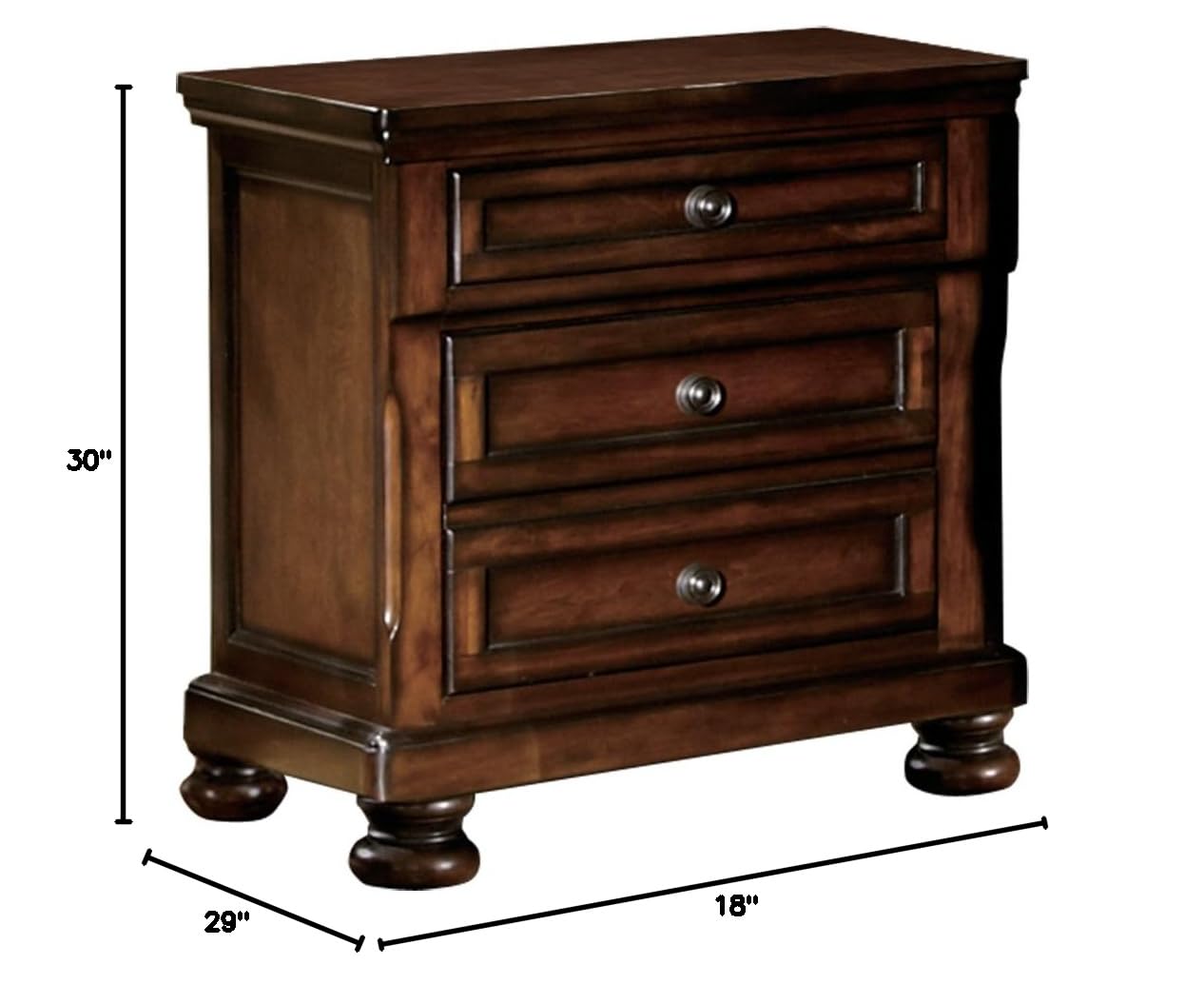 Homelegance Cumberland 2-Drawer Nightstand, Cherry Finish - Modern Bedside Table with Storage for Bedroom, Living Room or Guest Room