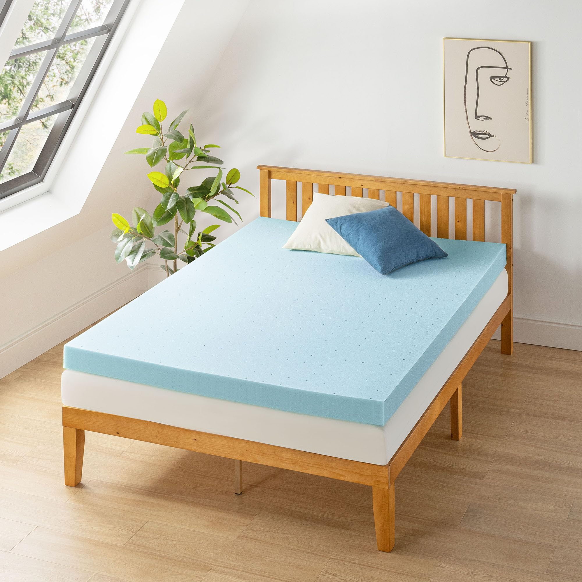4 Inch Cooling Gel Memory Foam Mattress Topper - Ventilated & CertiPUR-US Certified - Twin XL Blue - Best for Hot Sleepers & Pressure Relief - Perfect for Dorm Beds, Guest Rooms & RV Mattresses