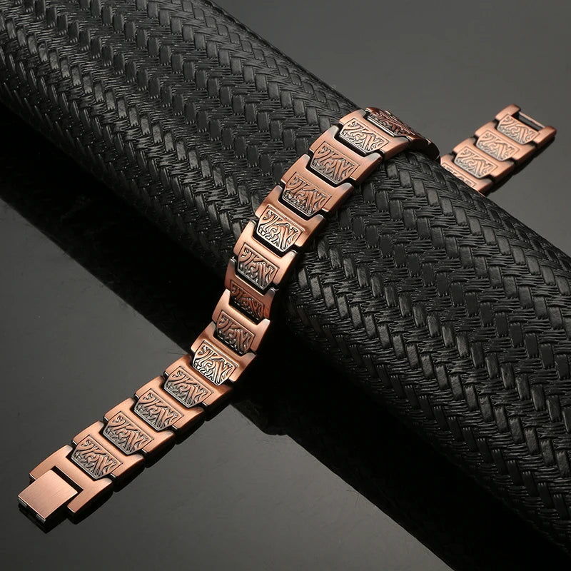 Men's Magnetic Health Bracelet - Pure Copper Energy Bracelet with Blood Pressure Magnets | Pain Relief & Improved Circulation | Perfect for Fitness, Work & Daily Wear