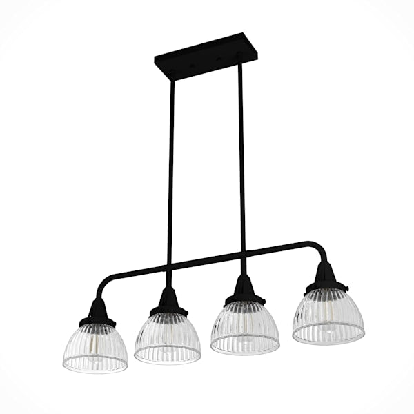 Hunter Cypress Grove 4-Light Linear Chandelier in Natural Iron - Modern Farmhouse Dining Room Lighting for Kitchen Island & Entryway