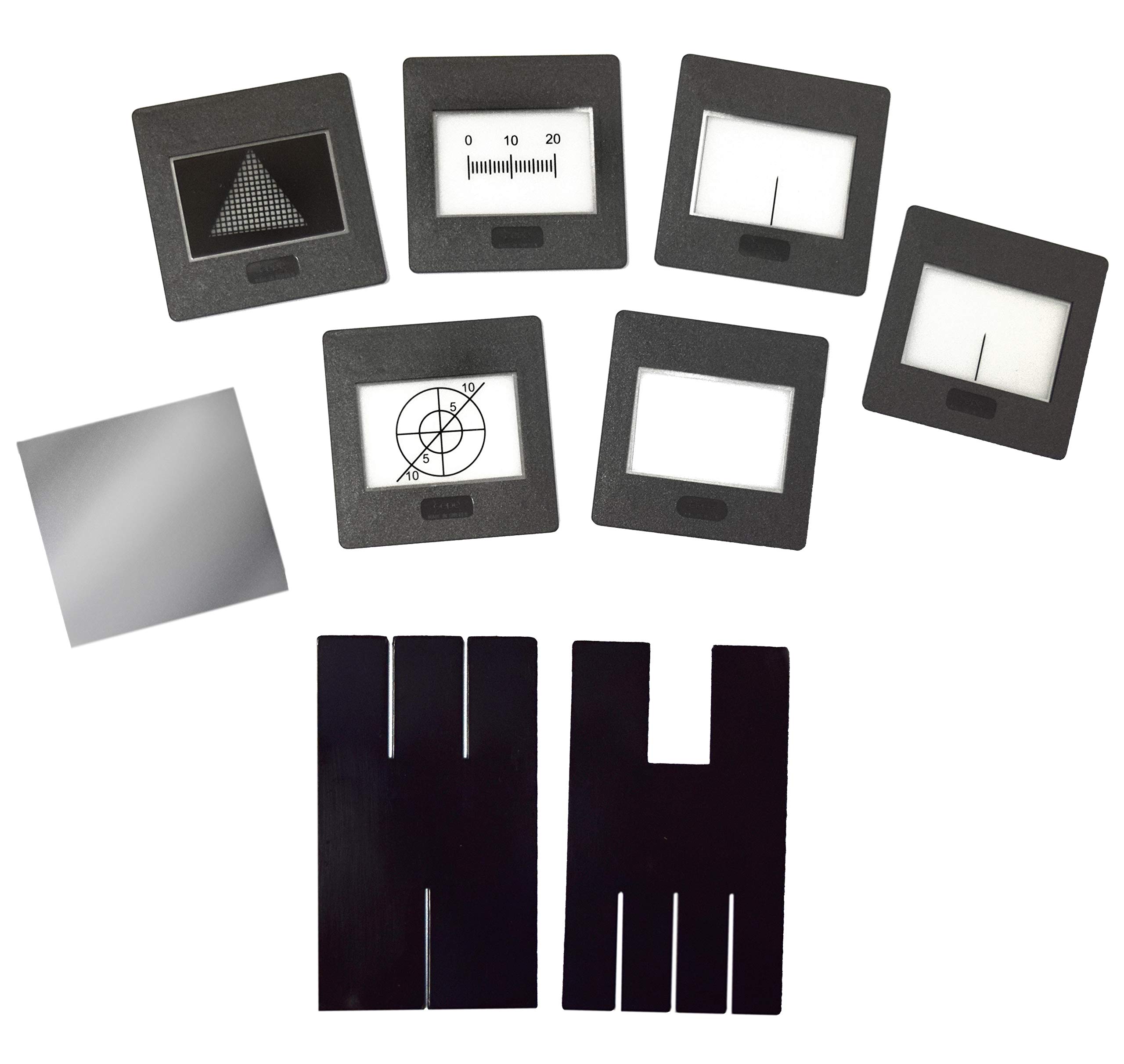 Eisco Labs Optical Bench Set for Introductory Physics & Optics Experiments - Includes Lamp Housing, Lens Holder, Slide Holder, Plate Mirror & Slit Plates - Perfect for Classroom Labs, Science Fairs & Home STEM Learning