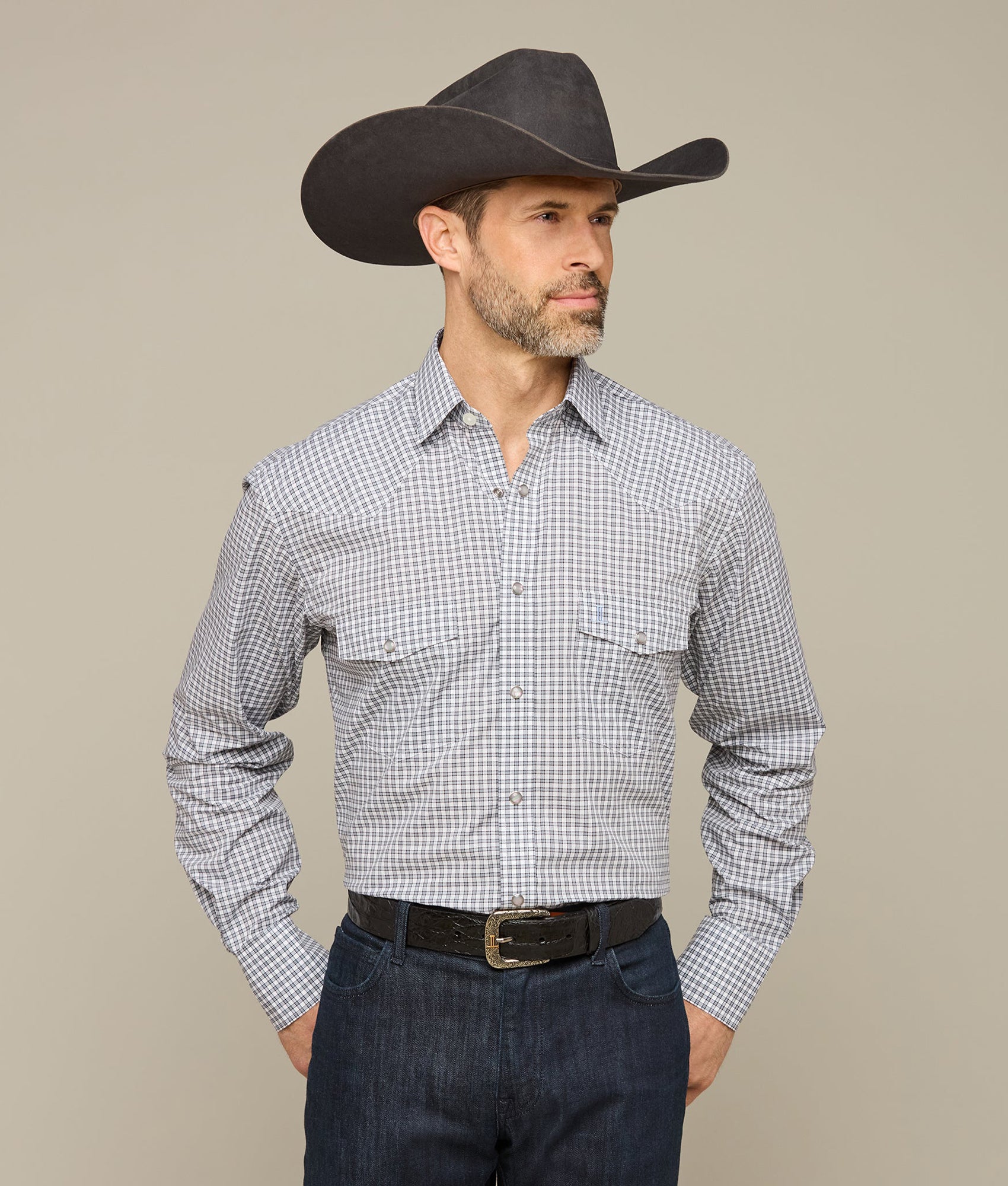 El Paso Plaid Shirt - Black & Iceberg Checkered Flannel for Men & Women | Casual Wear, Outdoor Activities, and Layering Fashion