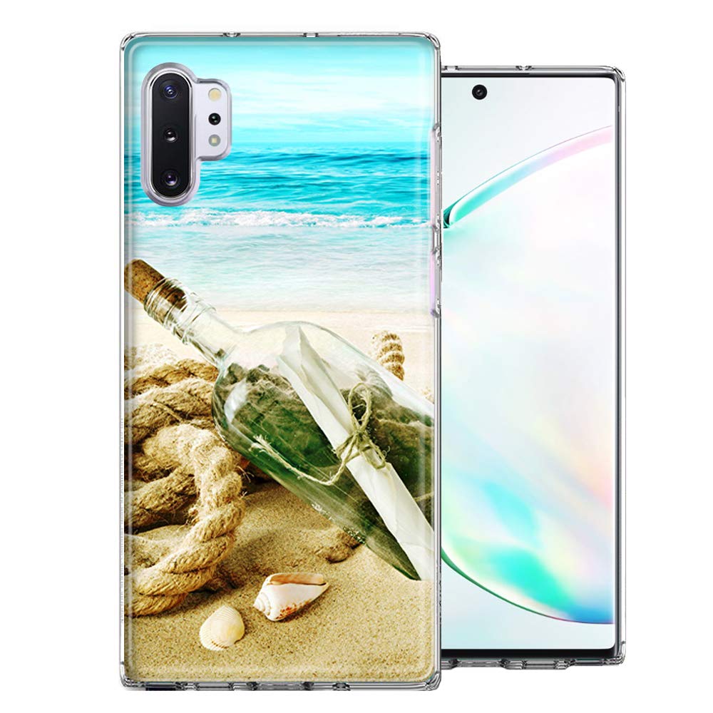 Samsung Galaxy Note 10 Plus Case - Beach Bottle Design Double Layer Cover for Outdoor & Travel