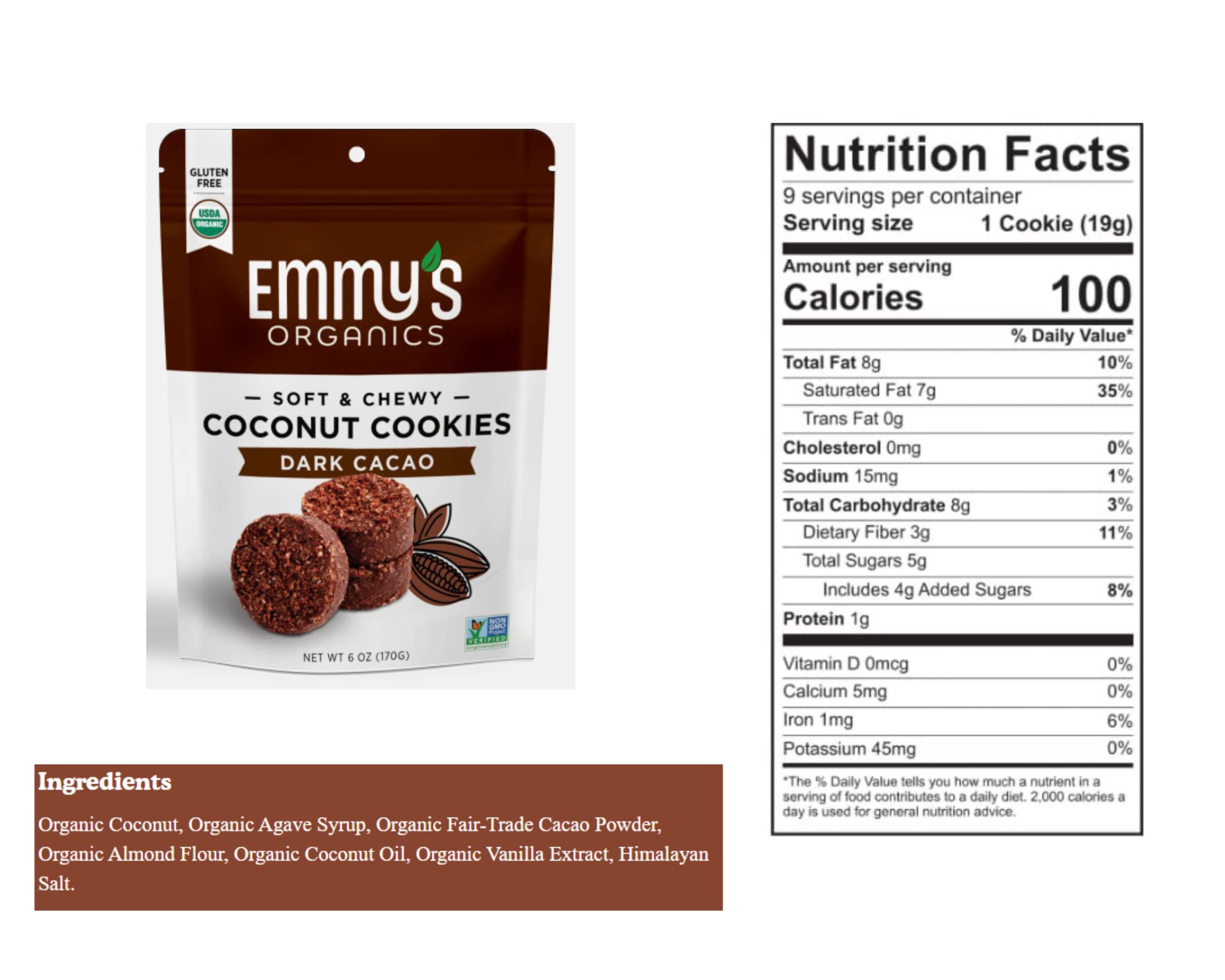 Emmy's Organics Coconut Cookies Variety Pack (3 Pack) - Gluten-Free, Vegan, Paleo, USDA Organic | Healthy Snacks for Kids, Office, Travel & Gifts