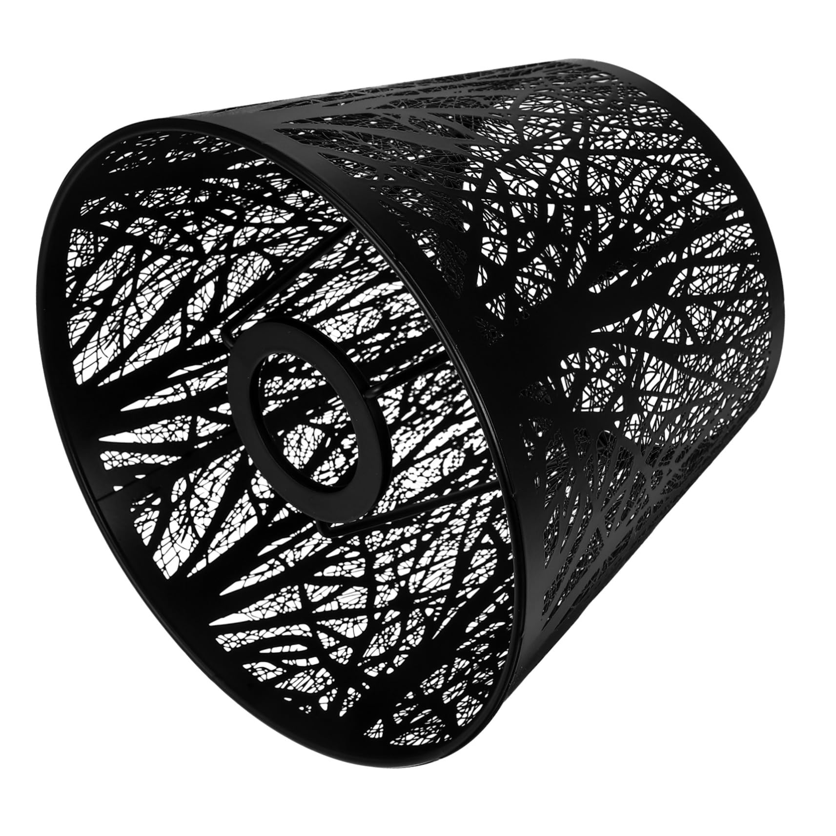Uonlytech Black Metal Hollow Tree Shadow Lamp Shade - Durable Clip-On Design for Table & Floor Lamps (7.47x7.47x5.89 Inches) - Perfect for Living Room, Bedroom & Office Lighting Decor