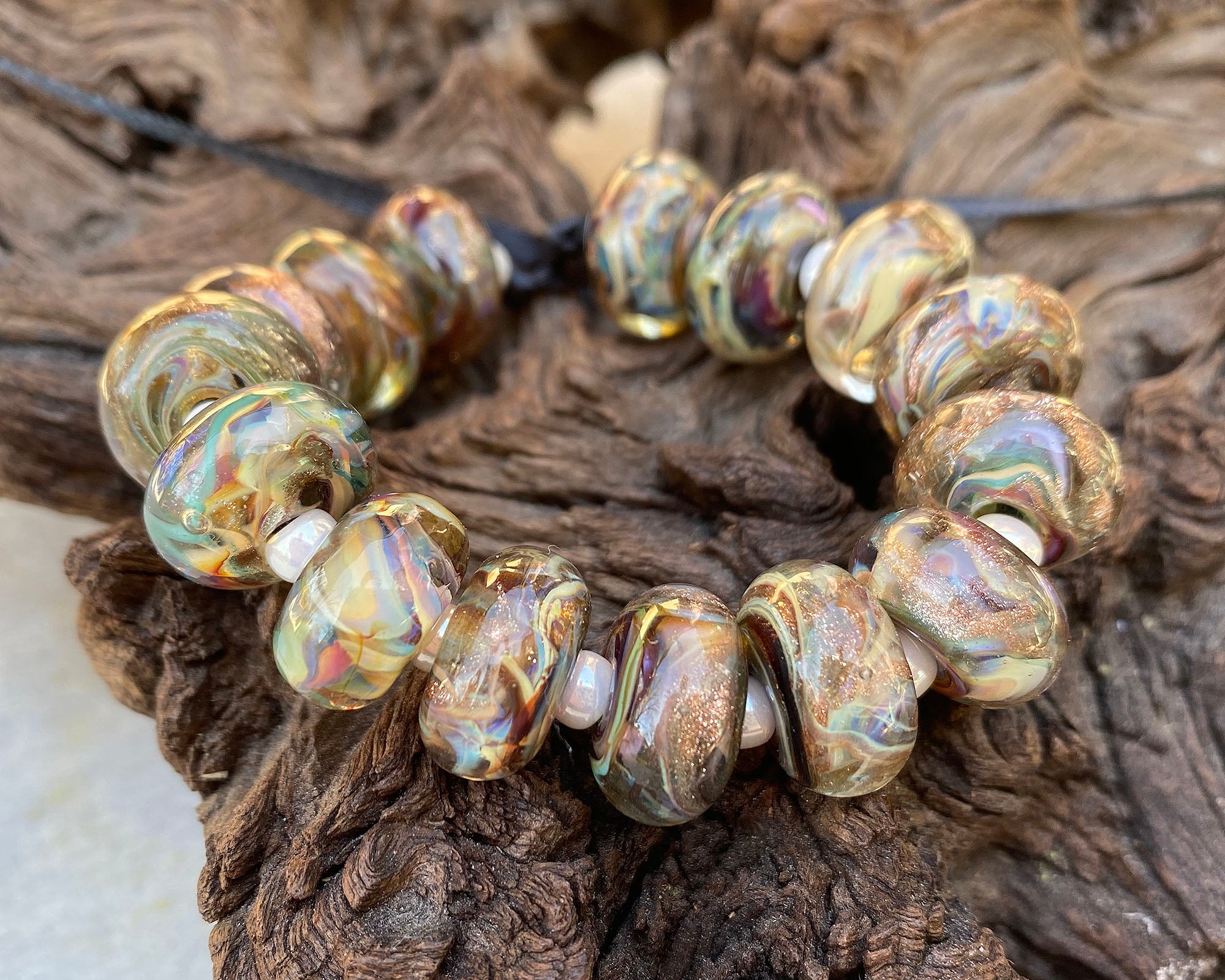 MTO Color Pop Glitter Lampwork Glass Beads Set - Handmade SRA Jewelry Beads for DIY Bracelets, Necklaces & Crafting Projects - Perfect for Gift Making & Boho Style Accessories