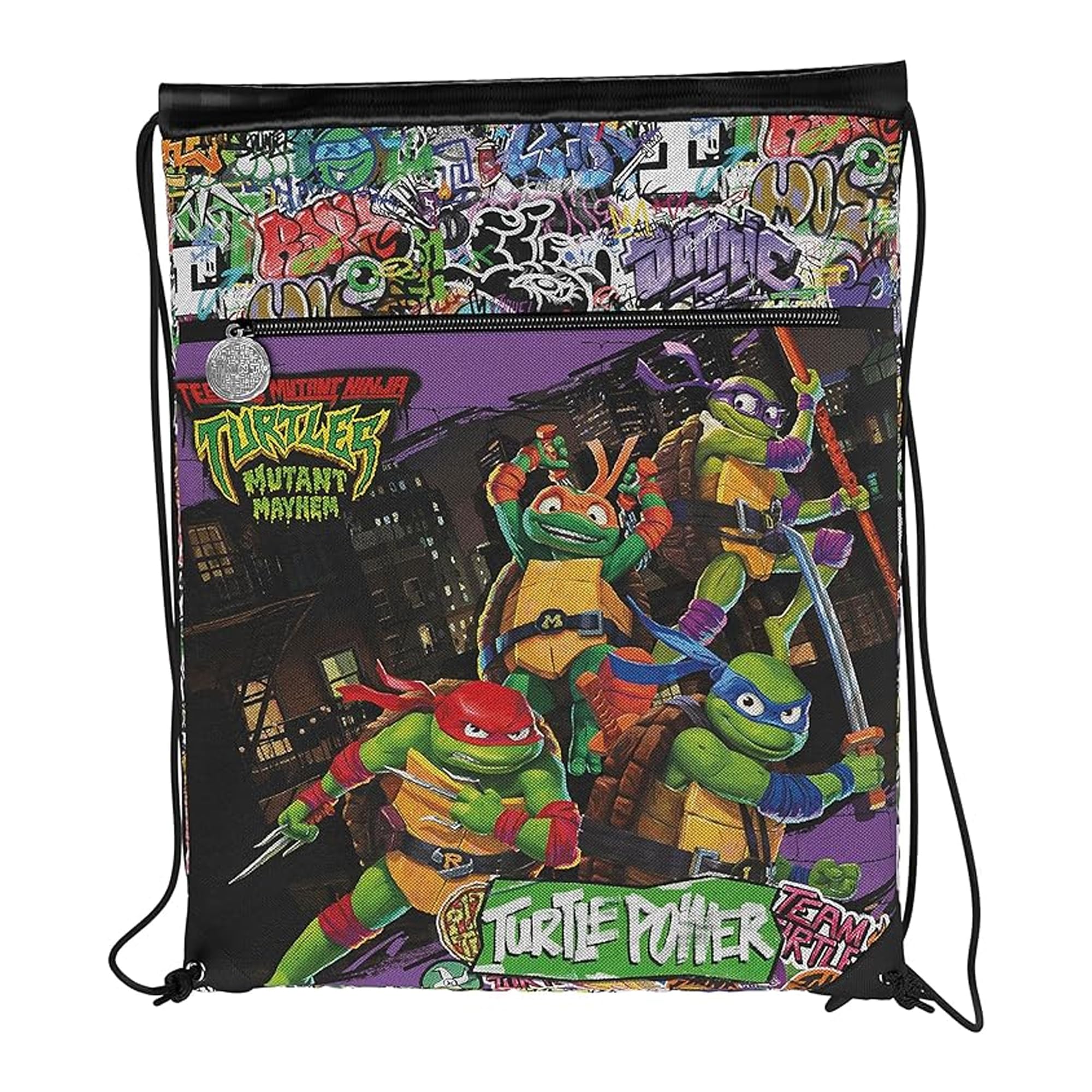 Official Teenage Mutant Ninja Turtles Backpack - Drawstring Bag for School, Sports & Travel - Extra Large Multicolor Mutants Themed Sack - Perfect for Kids, Teens & Fans - Licensed TMNT Product by CyP Brands