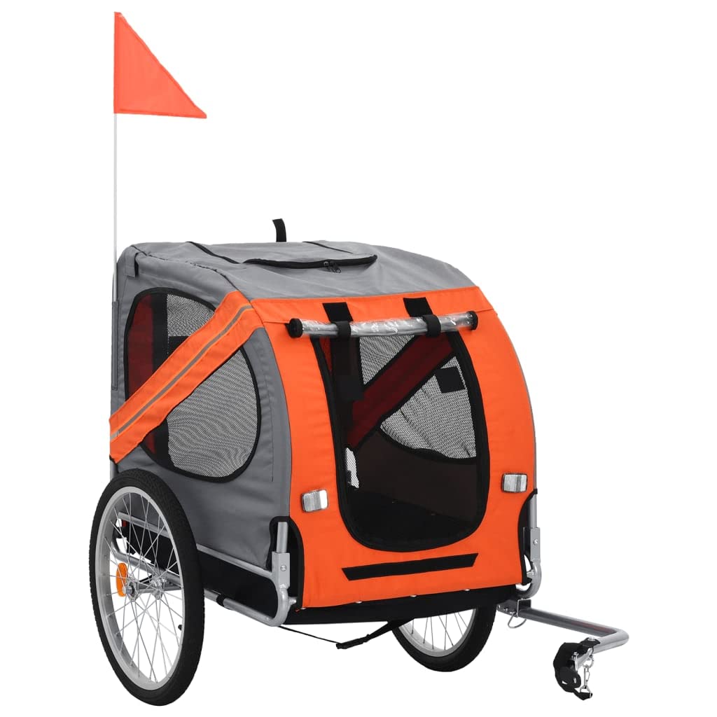 iFCOW Orange & Gray Pet Bike Trailer for Dogs - Safe & Comfortable Cycling Accessory for Outdoor Adventures with Your Dog