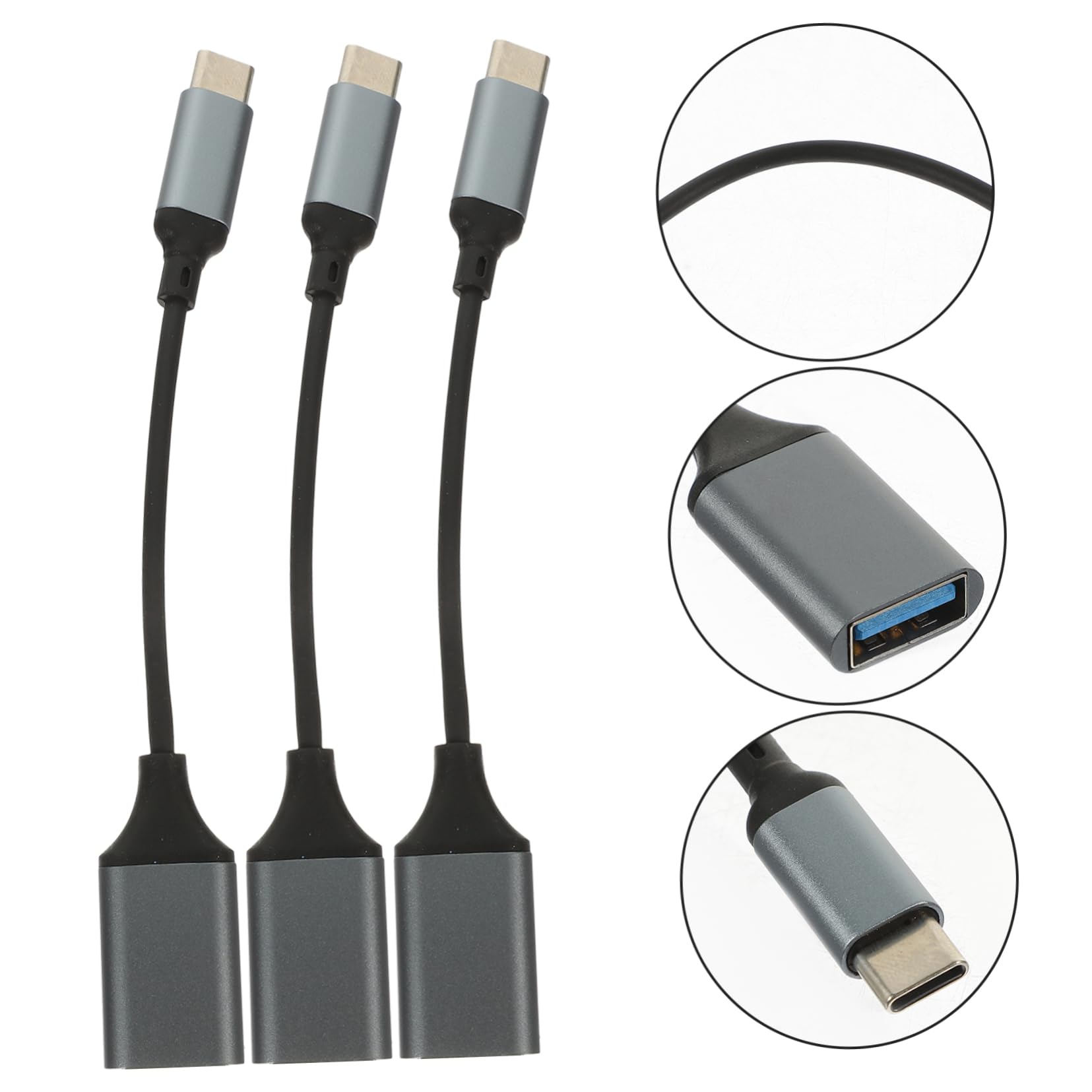 3-Pack USB Type C Cable Set - 3A Fast Charging USB C to USB 3.0 Adapter, USB C Female to USB Male Converter, USB B to USB C Cable - Compatible with Smartphones, Tablets & Laptops for Fast Charging & Data Transfer