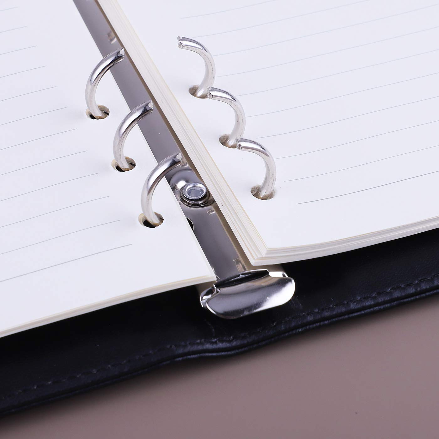 Antner A6 PU Leather Notebook Binder (Black) - 12-Piece Set with 3 Types of 6-Hole Binder Pockets | Perfect for School, Office & Travel Organization