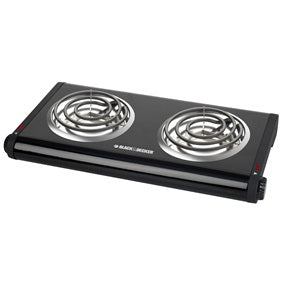 Black and Decker DB1002B Double Burner Portable Buffet Range - 110V Electric Cooktop for Home, Office & Outdoor Cooking | Compact Stove for Buffets, Camping & Small Kitchens