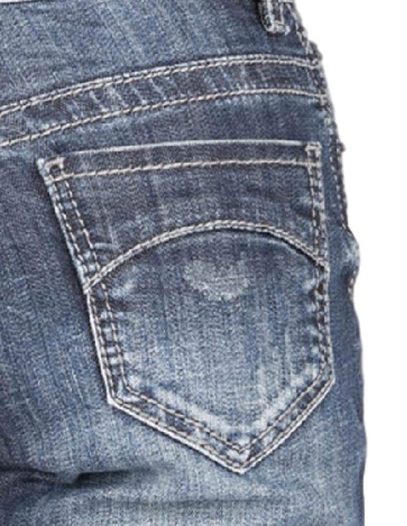 Tin Haul Women's Blue Cotton Blend Curved Hem Ella Jeans - Comfortable Stretch Denim Pants for Casual Wear & Everyday Outfits
