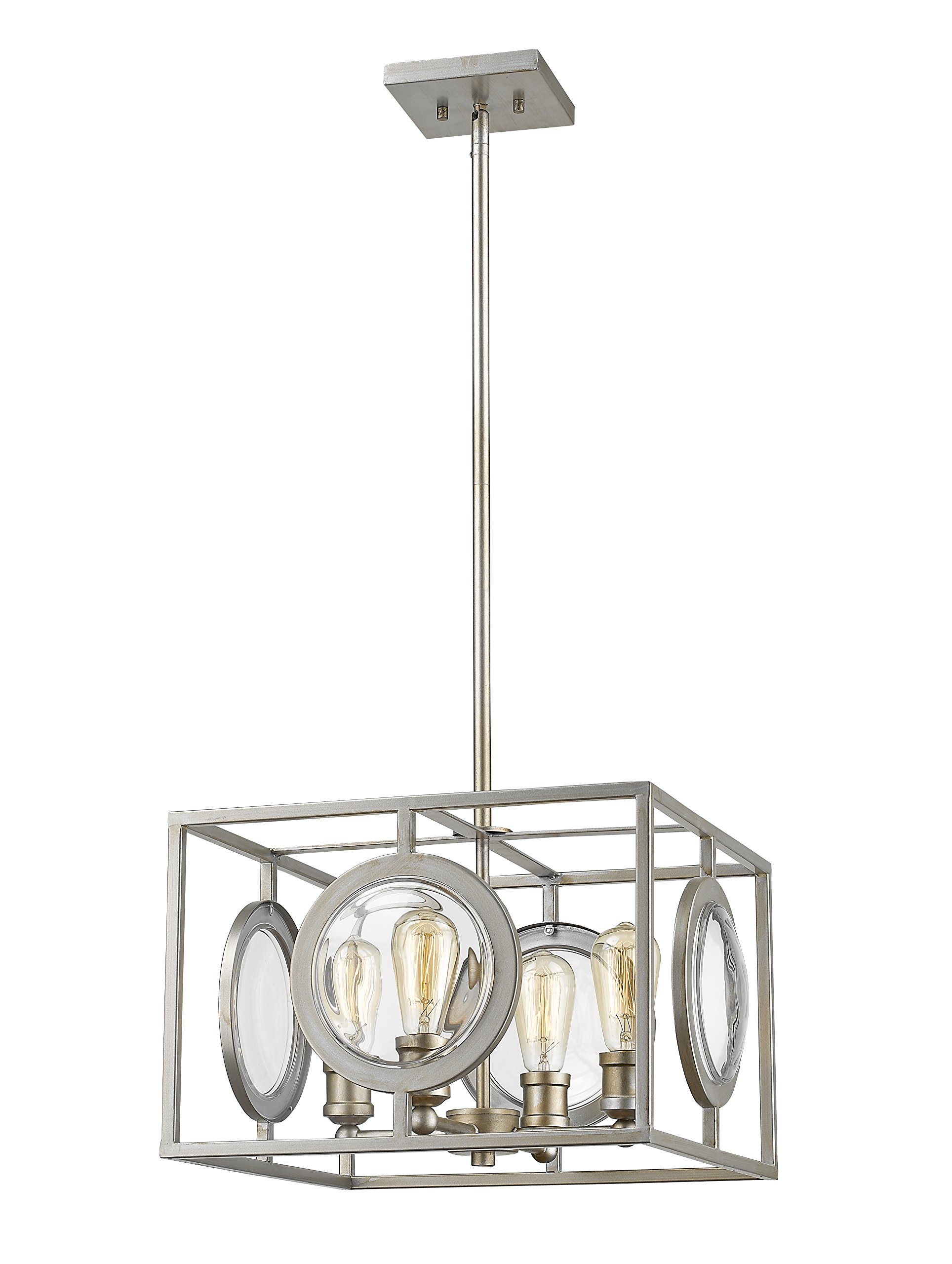zLite 4-Light Modern Pendant Lighting Fixture for Dining Room, Kitchen Island & Living Room | Adjustable Hanging Chandelier with Clear Glass Shades