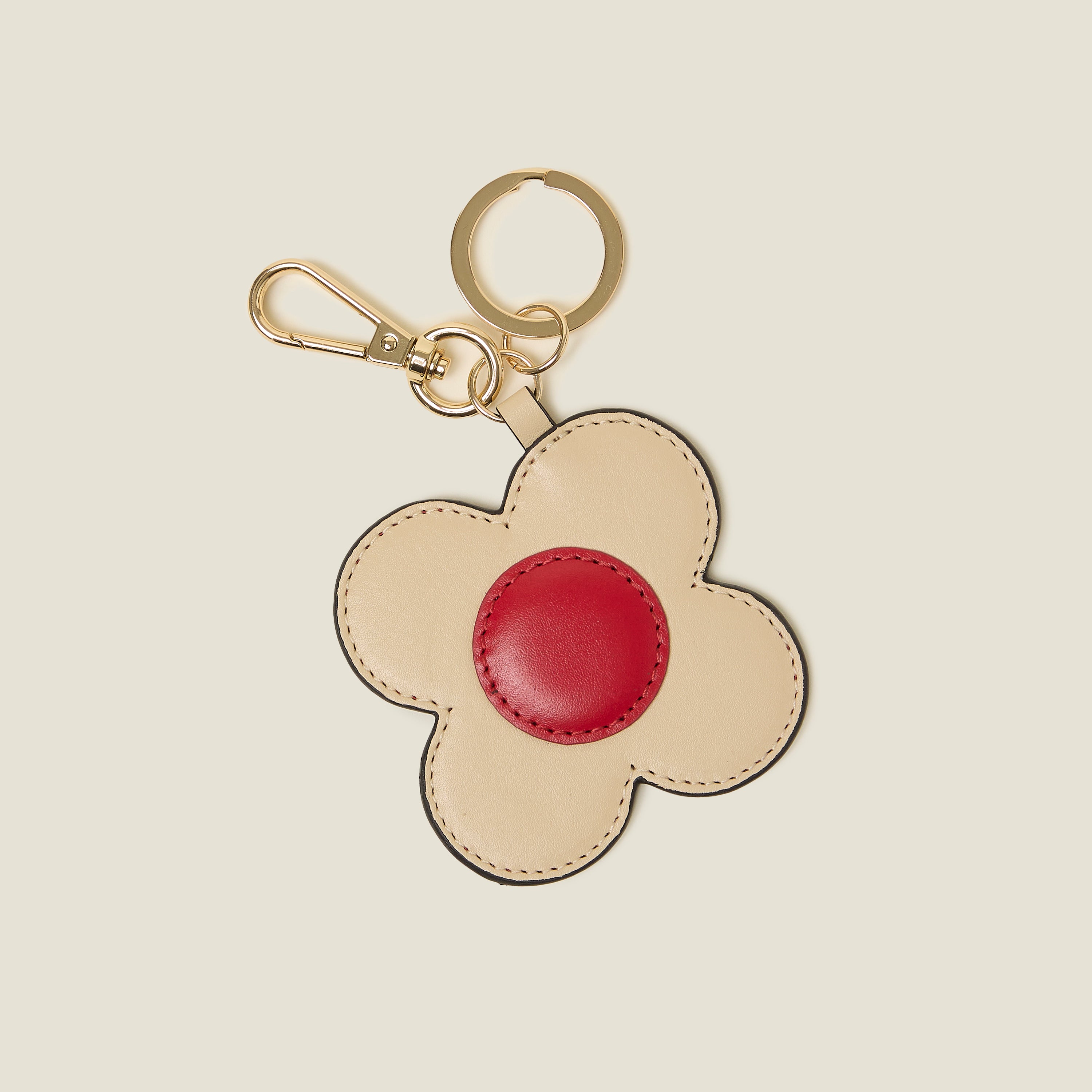 Spot Flower Key Ring - Red and Cream Color Keychain for Women, Perfect for Gifts, Home Decor, and Everyday Use