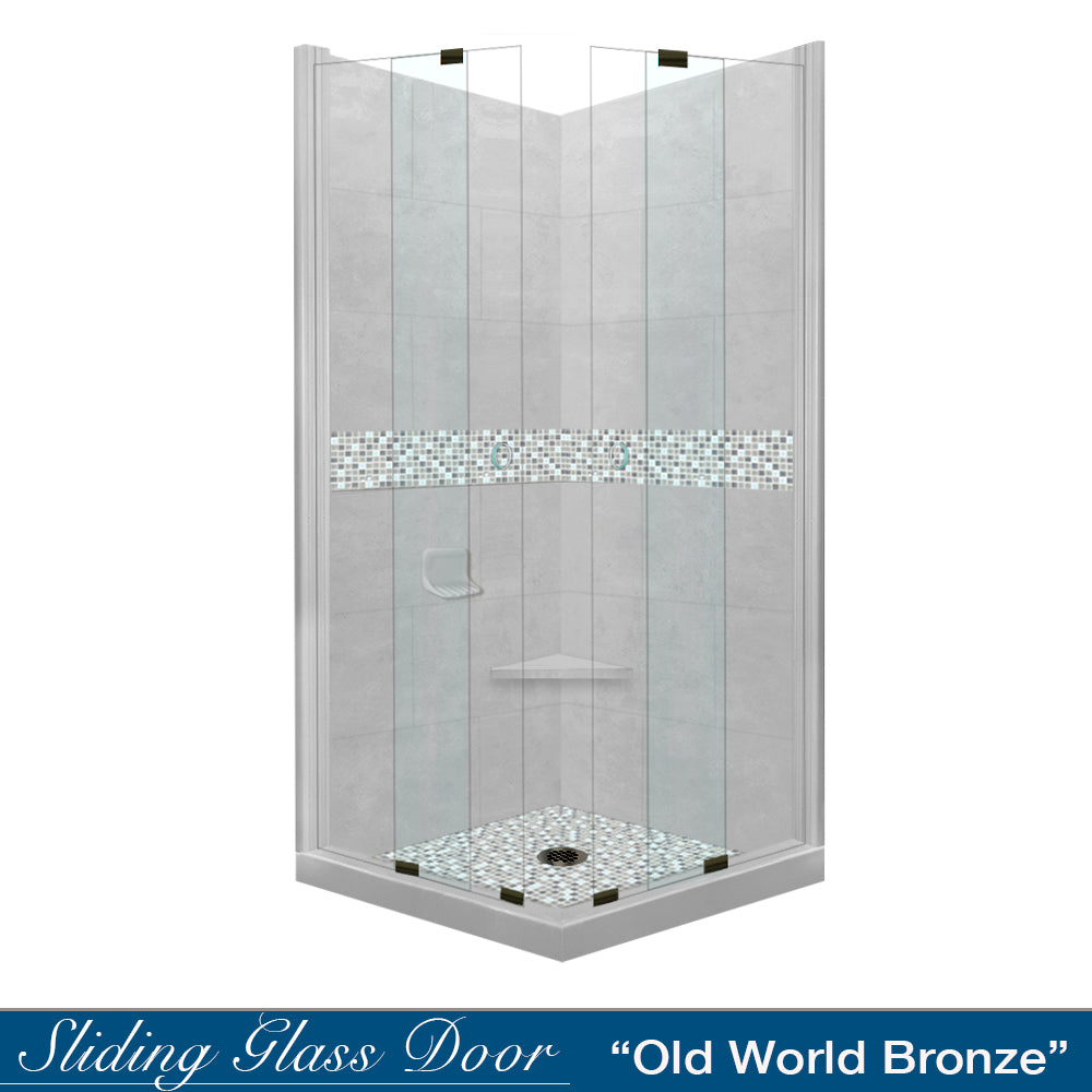 Portland Cement Sistine Stone & Del Mar Mosaic Tile Accent Kit for DIY Shower Remodel - Waterproof Bathroom Wall & Floor Tile Installation for Home Renovation
