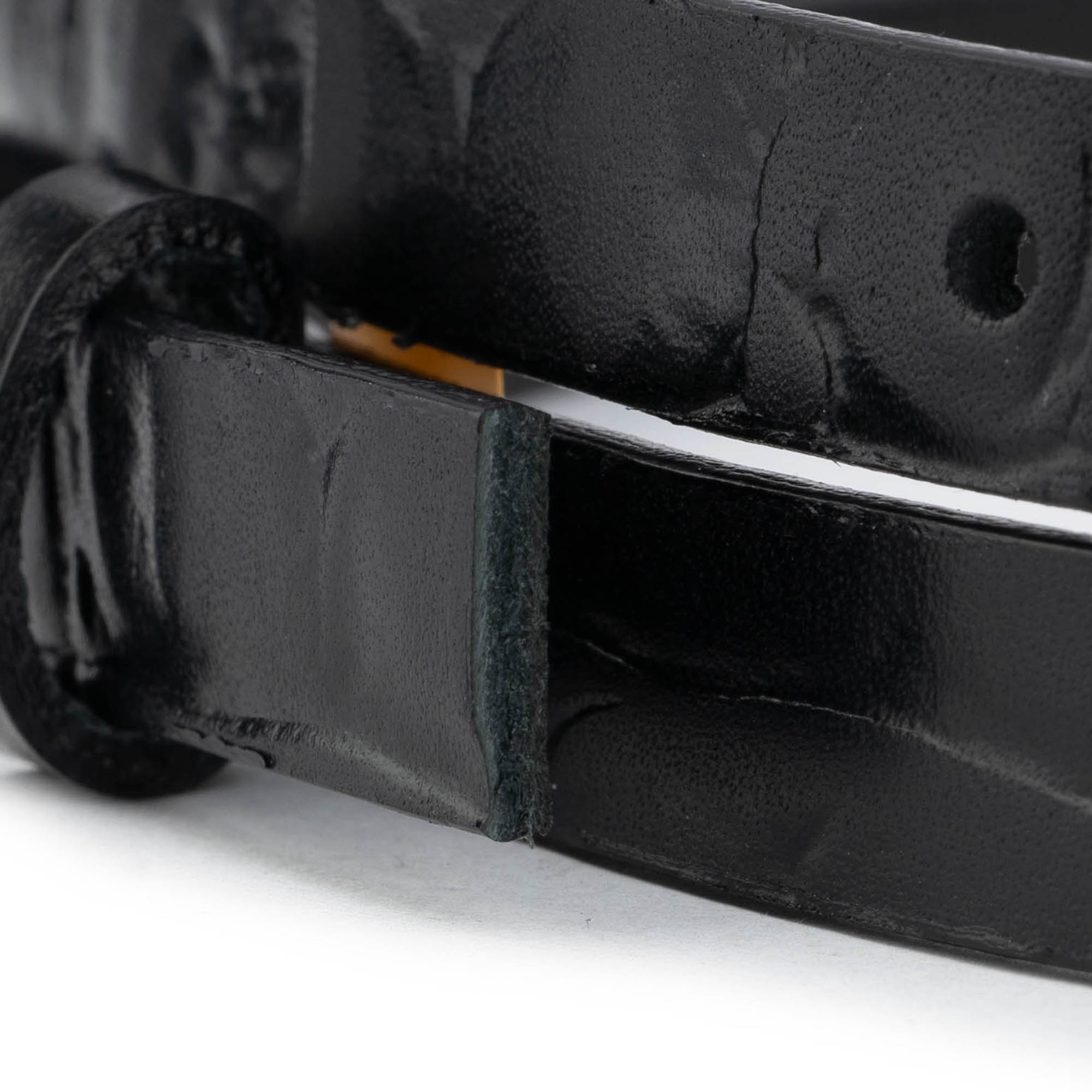 1.5 cm Black Crocodile Embossed Leather Belt Strap for YSL Buckles - Women's Replacement Belt - Perfect for Fashion Accessories, Outfit Styling & Designer Handbag Matching