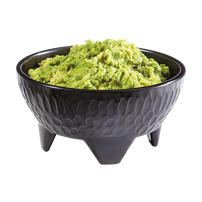 Authentic Mexican Melamine Molcajete Salsa Bowl - 10 oz Black Stone Mortar & Pestle Style Serving Dish for Guacamole, Salsa, Dips - Perfect for Cinco de Mayo, Taco Tuesday & Mexican-Themed Parties